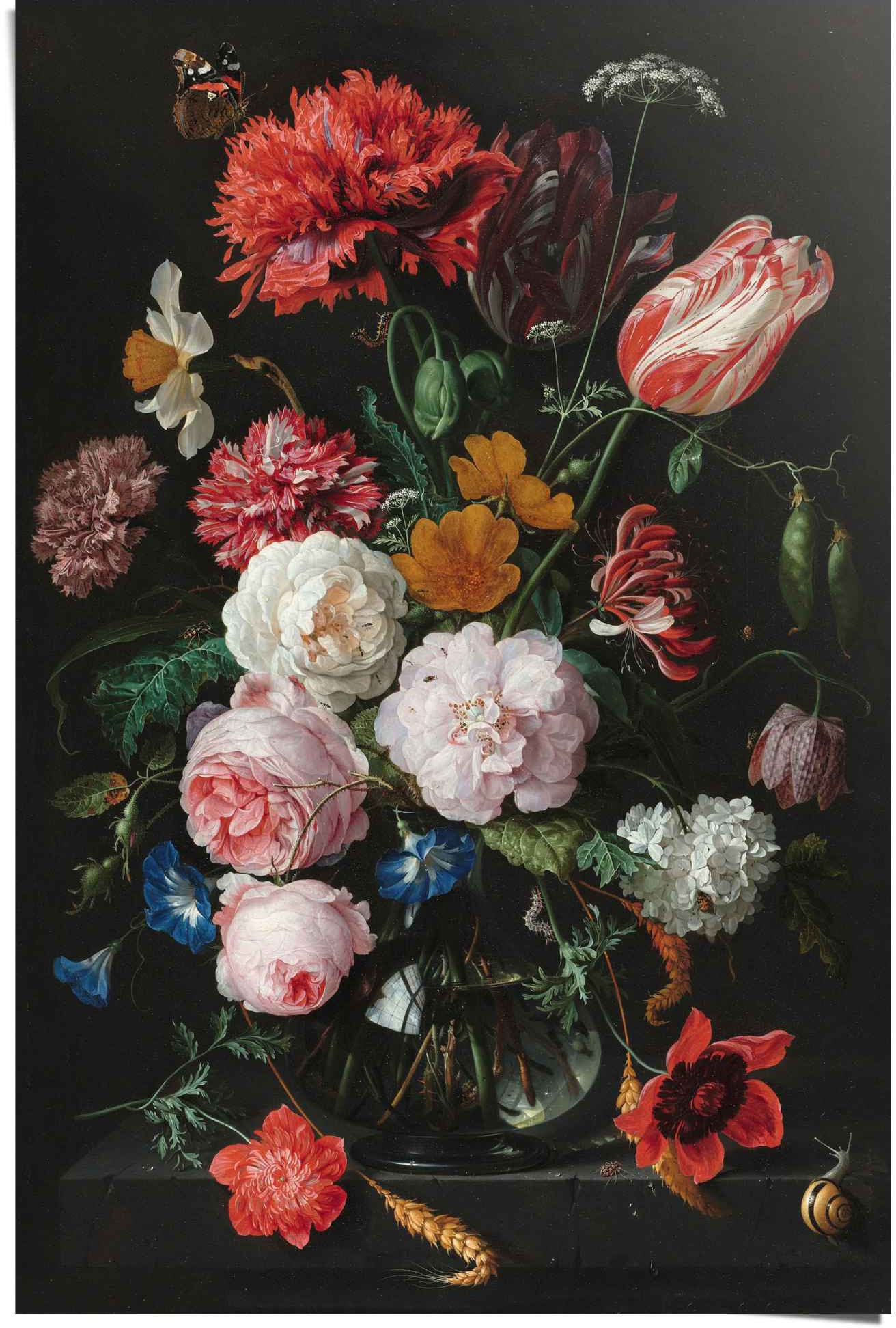 Image of Reinders! Poster »Poster Stillleben mit Blumenvase Jan Davidsz de Heem - Alte Meister - Berühmte Gemälde - Blumen«, Vasen, (1 St.) bei Ackermann Versand Schweiz