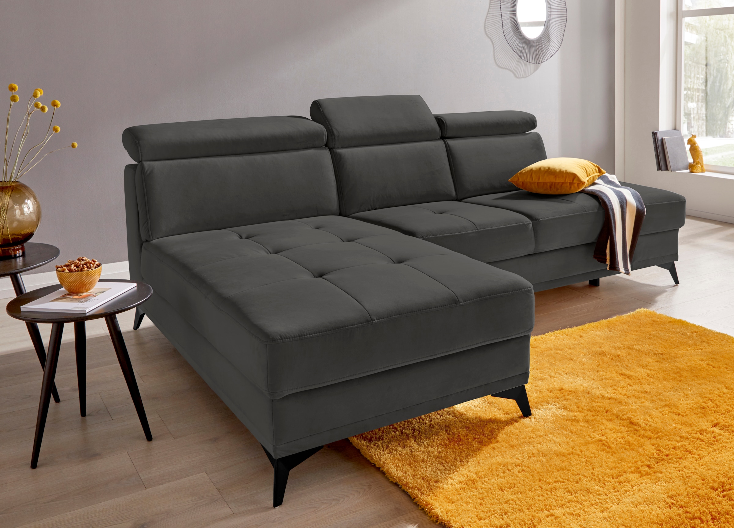 Home affaire Ecksofa »Cardiz L-Form« inkl.Kopfteilverstellung und Federkern wahlweise mit Bettfunktion