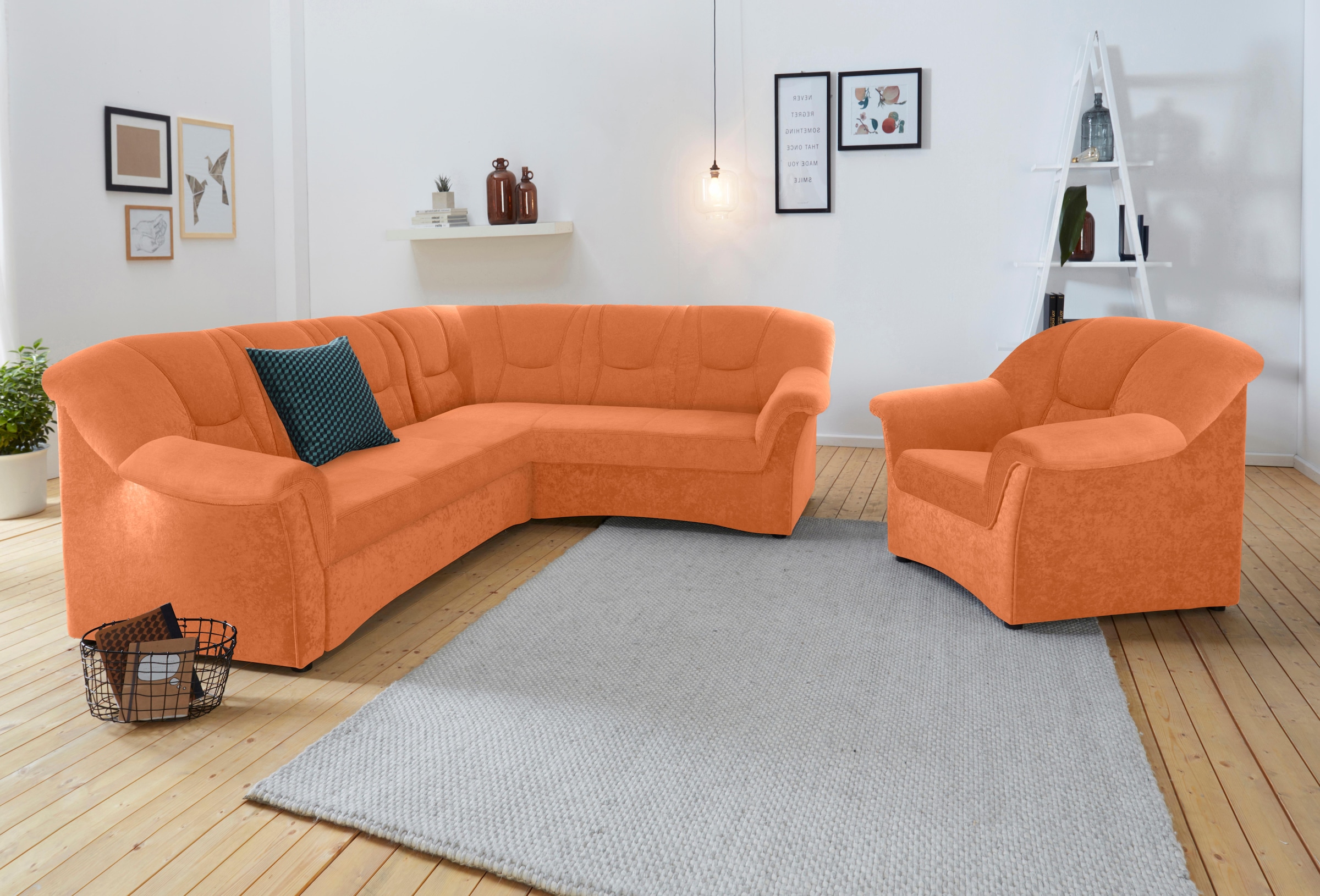 DOMO collection Ecksofa »Sarafina zeitlos&bequem, optional mit Federkern, Breite 240cm, L-Form« wahlweise mit Bettfunktion