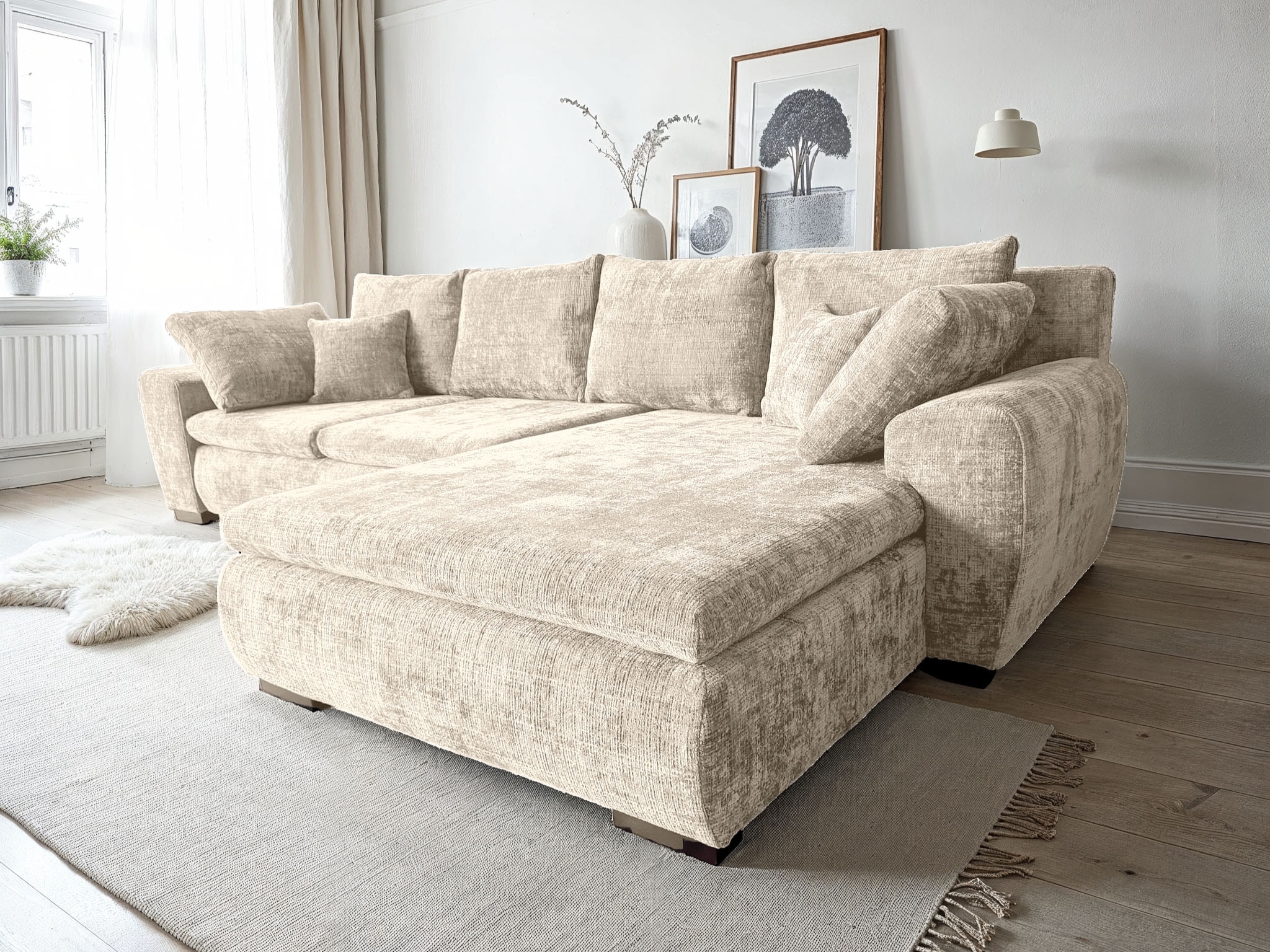 Home affaire Ecksofa »Cara Mia L-Form, B: 325 cm - OTTO. Verlässliche Qualität.« mit 4 Zierkissen, optional Bettfunktion & Bettkasten