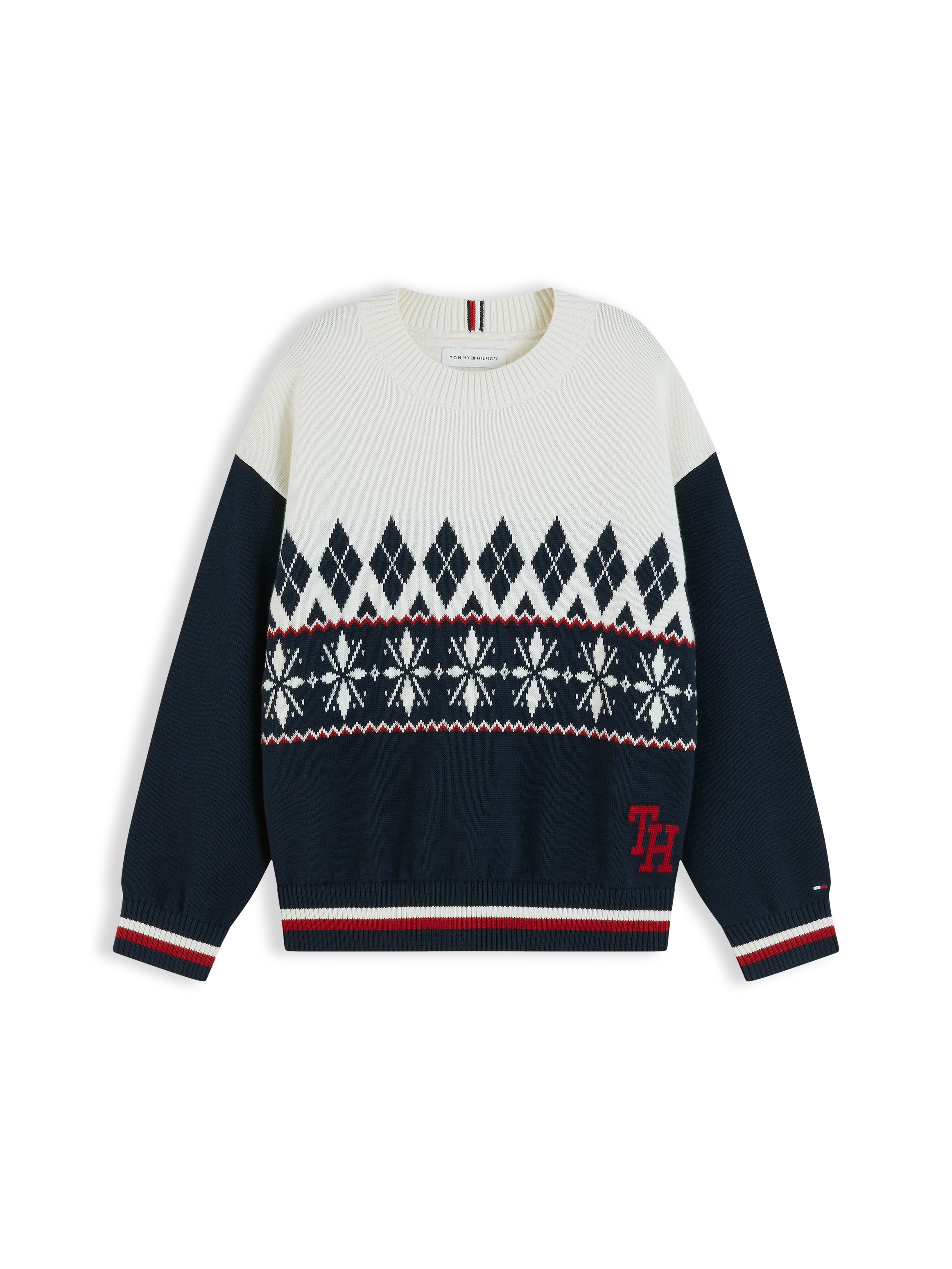 Image of Tommy Hilfiger Strickpullover Intarsien-Strick, reine Baumwolle, Kinder bis 16 Jahren