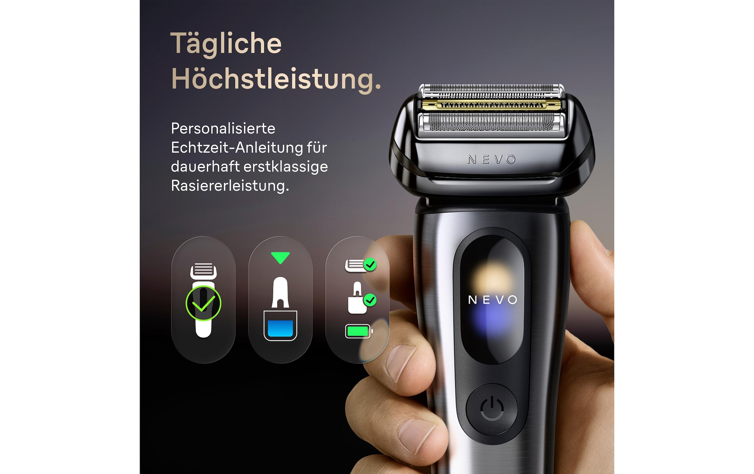 Braun Rasoirs électriques »NEVO 15000cc« station de nettoyage SmartClean Plus Tondeuse de précision intégrée AeroTouch, écran intelligent, système de soin 7-en-1, étui de voyage, argent