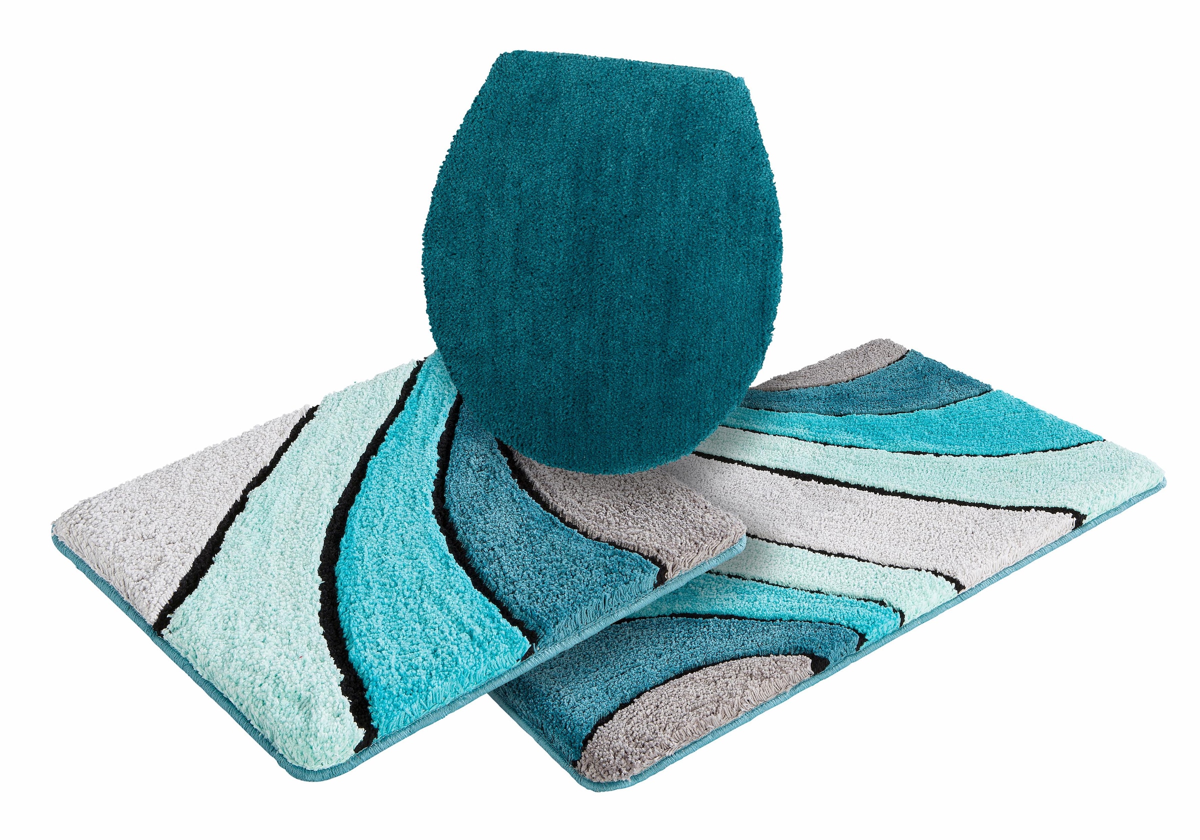 my home Badematte »Josie, Badvorleger, Badezimmer Teppich«, rutschhemmend beschichtet, fussbodenheizungsgeeignet-schnell trocknend-strapazierfähig, Badteppich, Badematten, rechteckig, rund & als 3-tlg. Set erhältlich