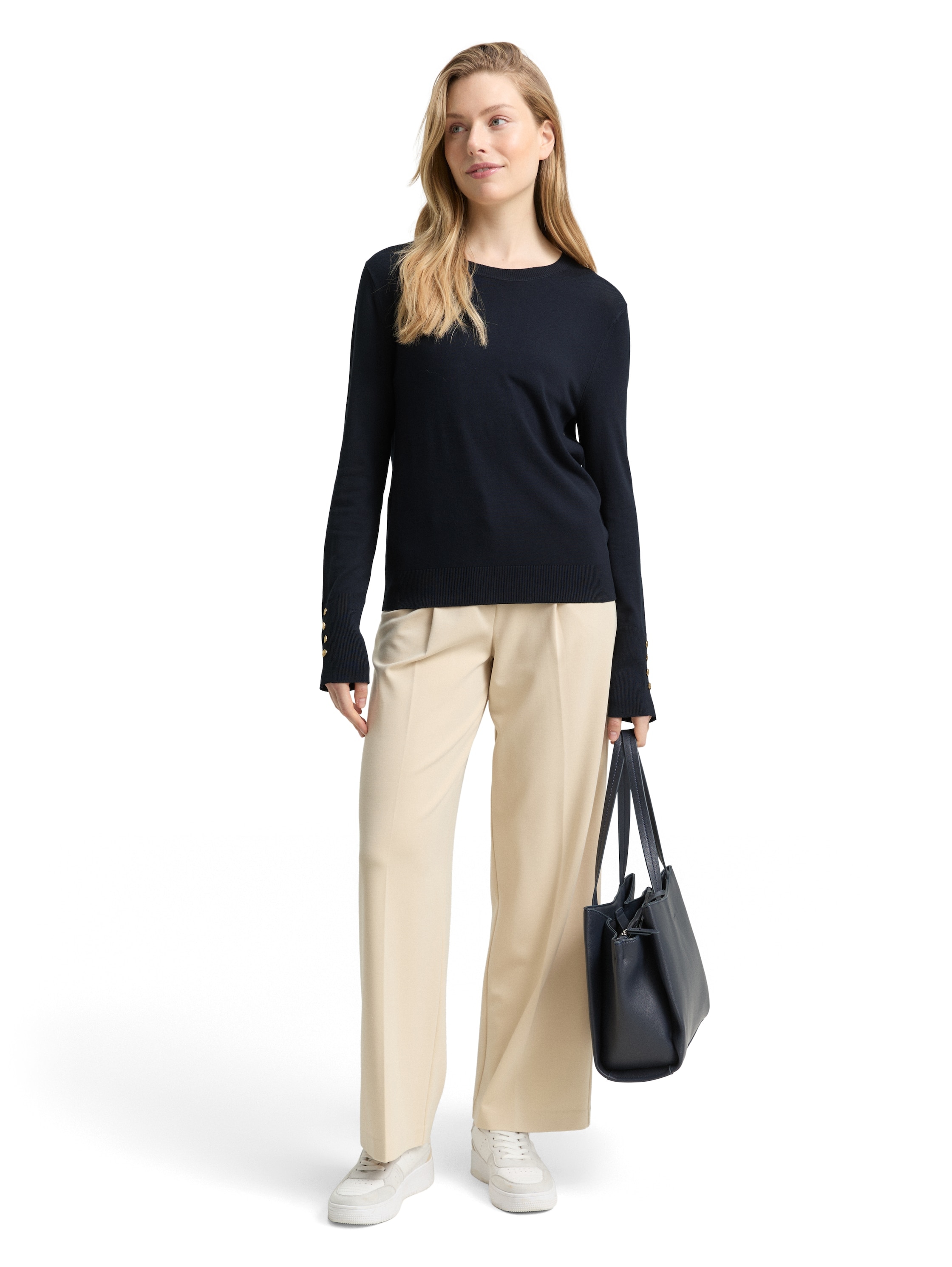 TOM TAILOR Pull à col rond mit Knopf-Details