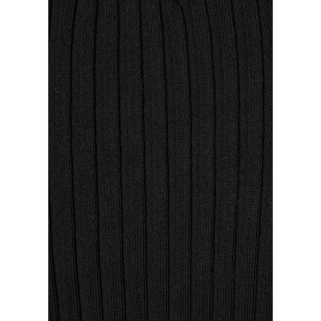 LASCANA V-Ausschnitt-Pullover, mit Zierperlen, figurbetonter Strickpullover, elastisch