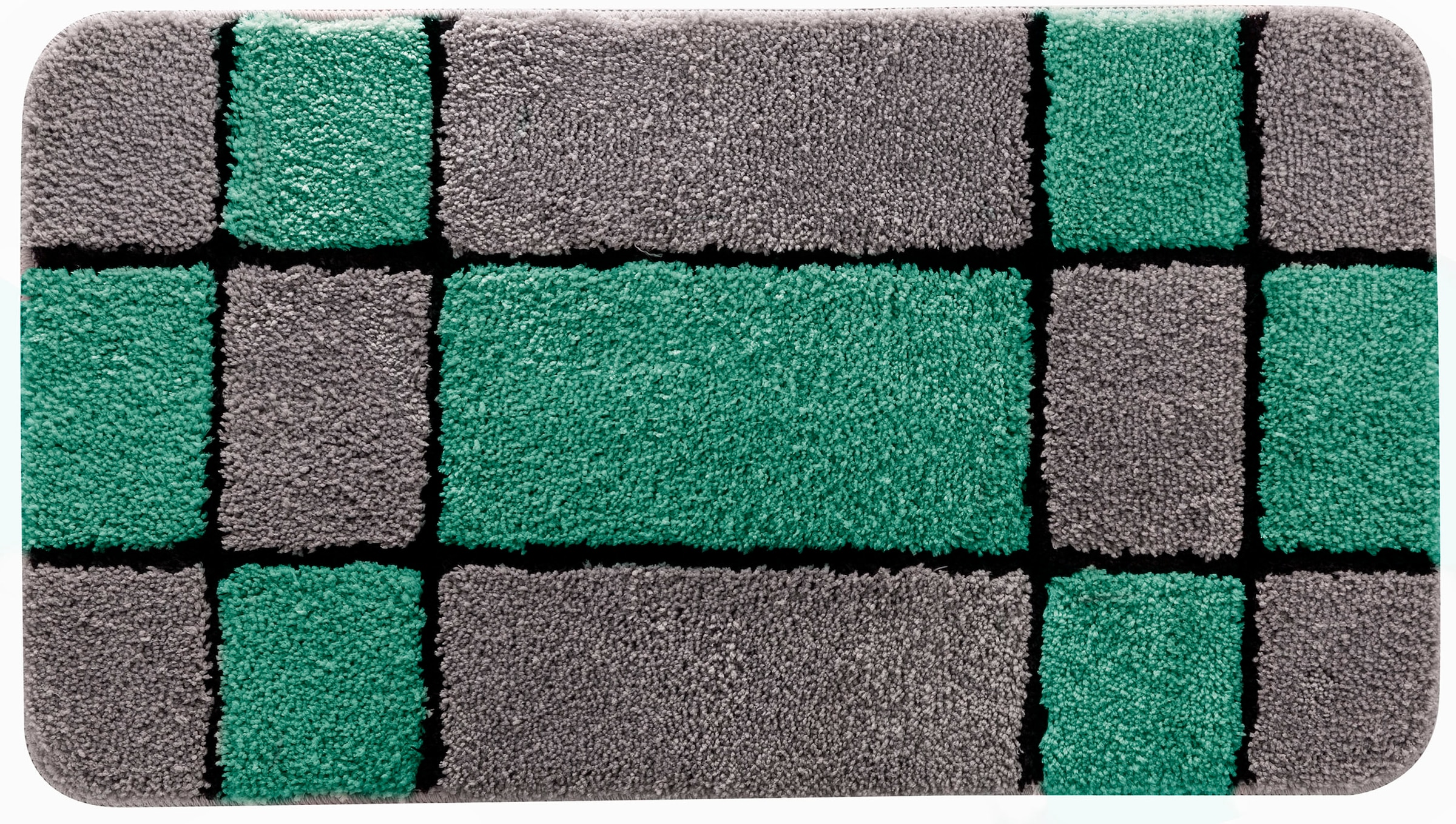 my home Badematte »Melli«, rutschhemmend beschichtet, fussbodenheizungsgeeignet, Badteppich, mit Muster, karierte Badematte