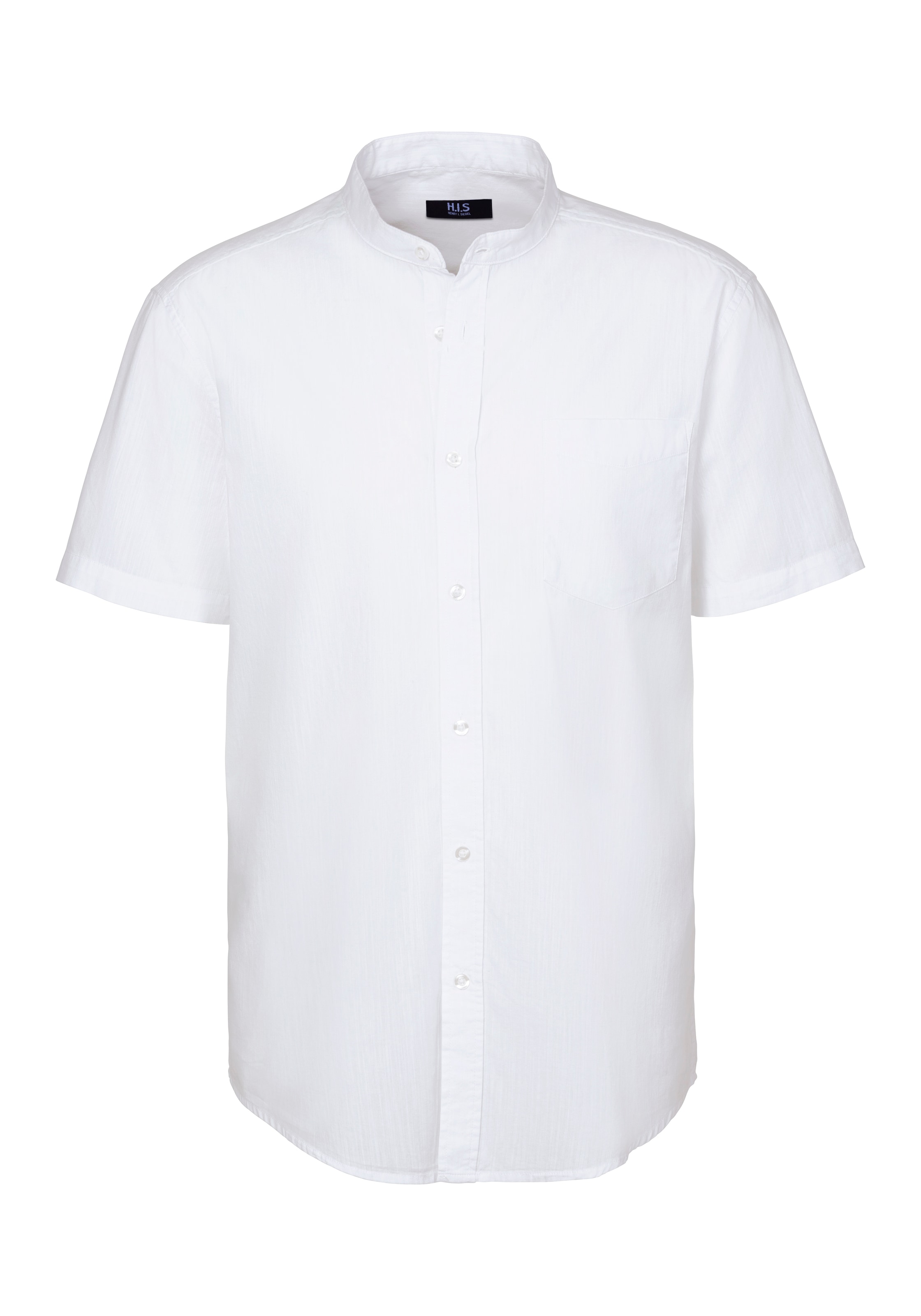 H.I.S Kurzarmhemd »- Freizeithemd mit Strukturoptik, bis Grösse 5XL« Regular Fit, Stehkragenhemd mit Brusttasche, reine Baumwolle