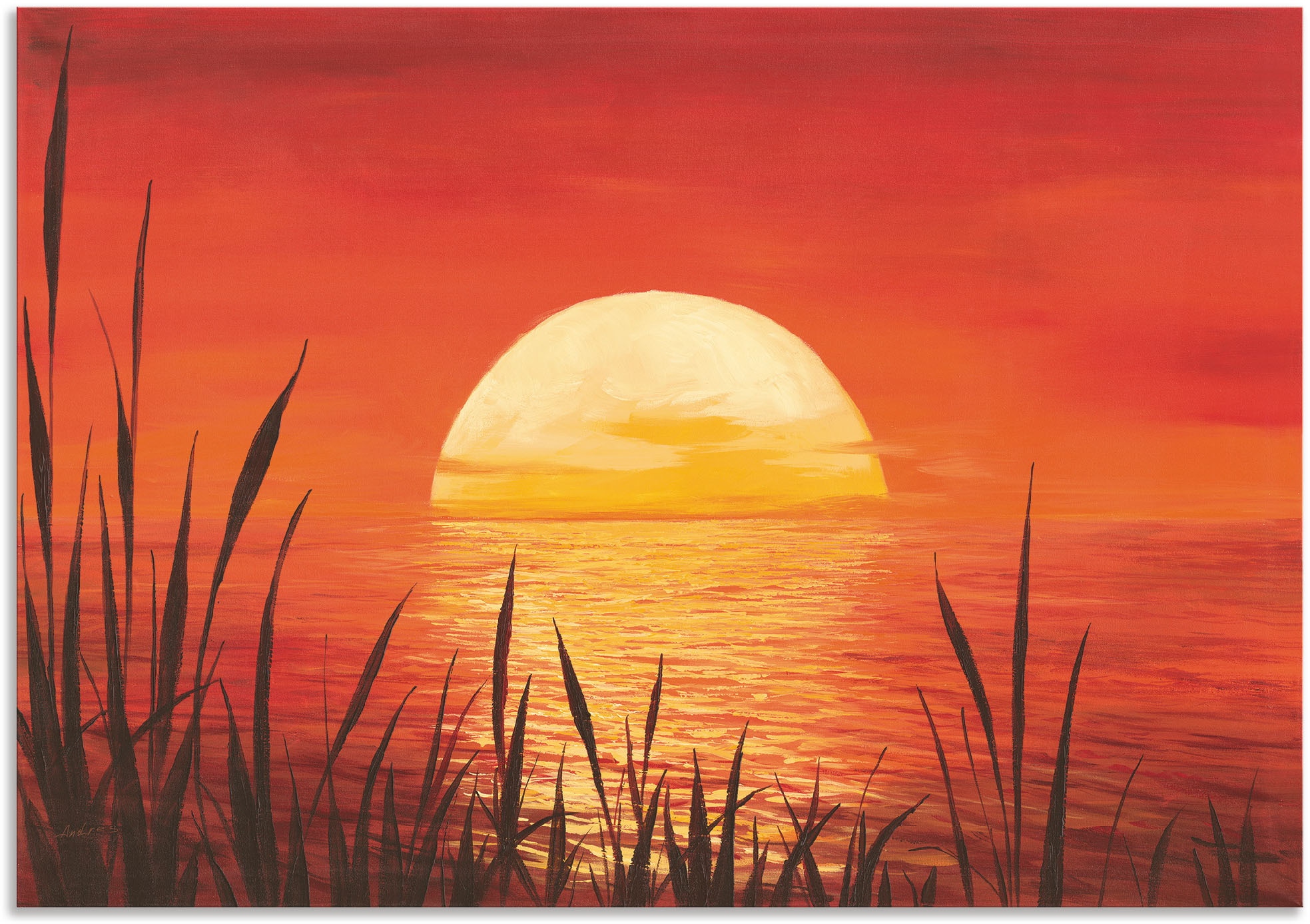 Artland Wandbild »Roter Sonnenuntergang am Ozean«, Bilder vom Sonnenuntergang & -aufgang (1 Stück), in vielen Grössen & Produktarten - Alubild / Outdoorbild, Leinwandbild, Poster, Wandaufkleber / Wandtattoo auch für Badezimmer geeignet