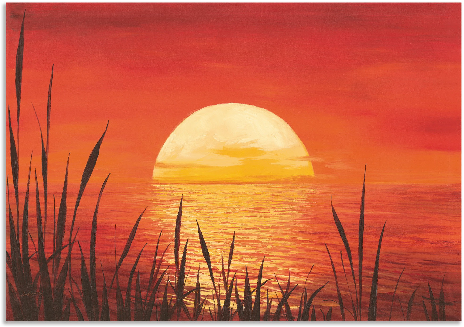 Image of Artland Wandbild »Roter Sonnenuntergang am Ozean«, Bilder vom Sonnenuntergang & -aufgang (1 Stück), in vielen Grössen & Produktarten - Alubild / Outdoorbild, Leinwandbild, Poster, Wandaufkleber / Wandtattoo auch für Badezimmer geeignet bei Ackermann Versa