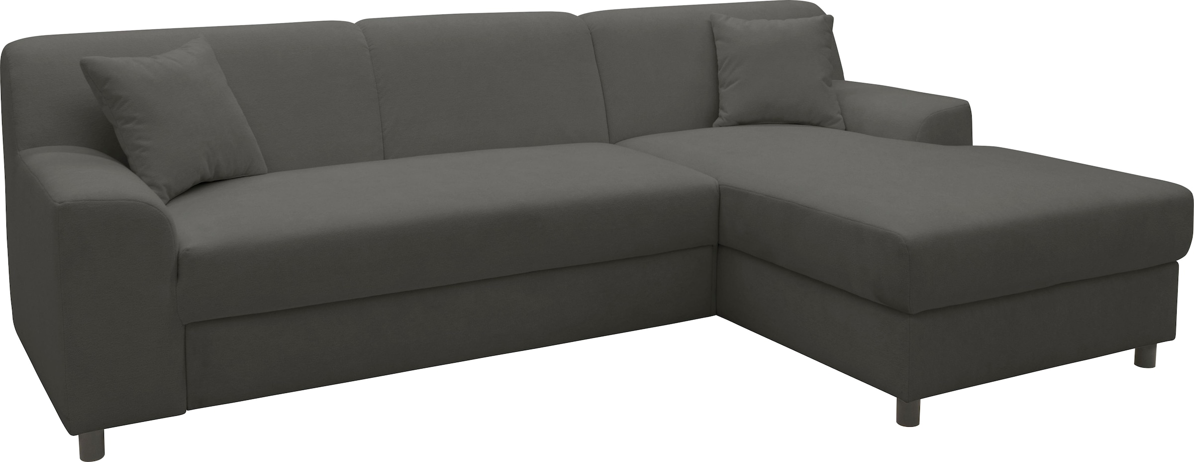 DOMO collection Ecksofa »Turah 2, L-Form, Cord oder Luxus-Microfaser, komfortabler Federkern«, B/T/H: 241/146/79 cm, incl. Zierkissen, wahlweise mit Bettfunktion