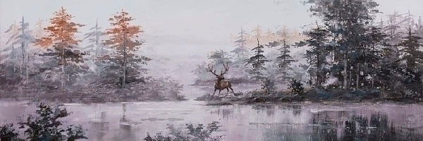 Image of Myflair Möbel & Accessoires Ölbild »Gemälde Maeve«, Bild auf Leinwand, Motiv Wald, 50x150 cm, Wohnzimmer bei Ackermann Versand Schweiz