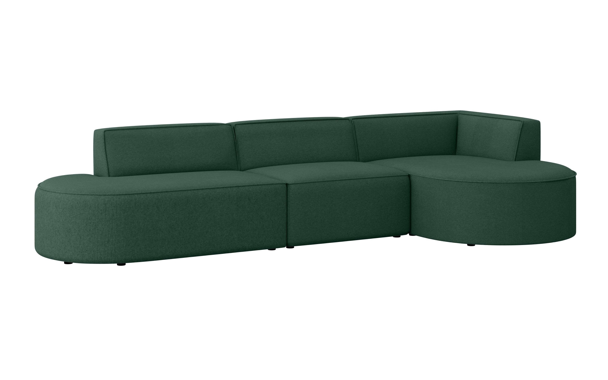 andas Ecksofa »EIVIND Designer Sofa mit Ottomane rechts/links, B/T/H: 343/159/72 cm«, L-Form mit Wellenunterfederung, auch in Feincord und Bouclé