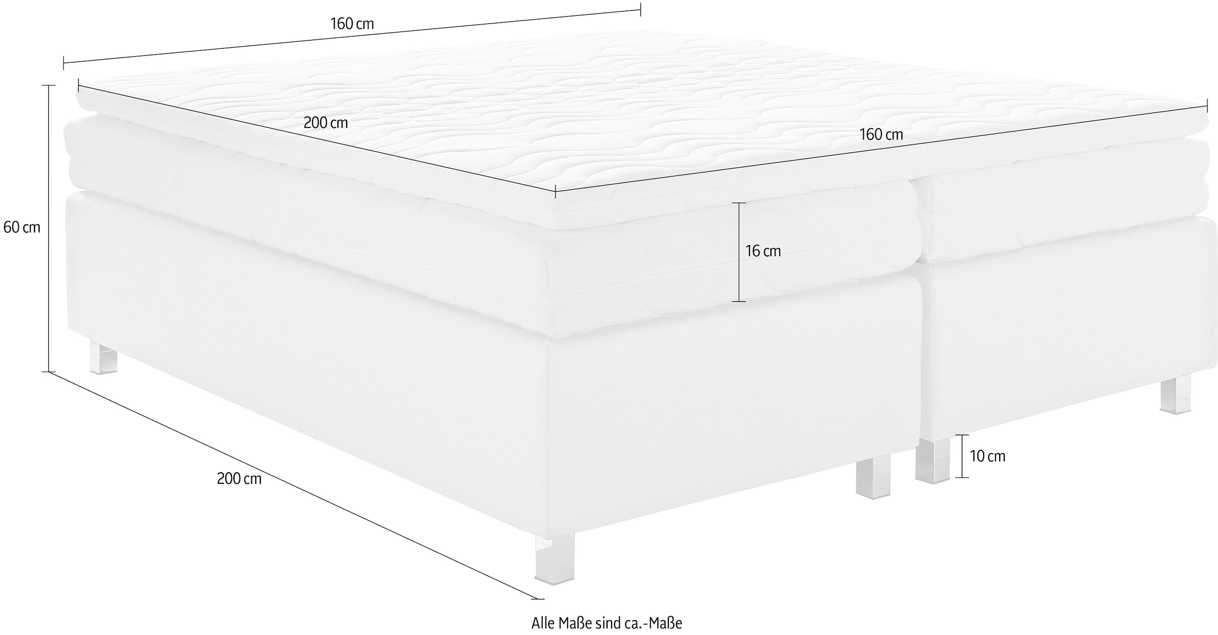 Westfalia Schlafkomfort Boxspringbett »London in den Breiten 160x200, 180x200cm & 200x200cm«