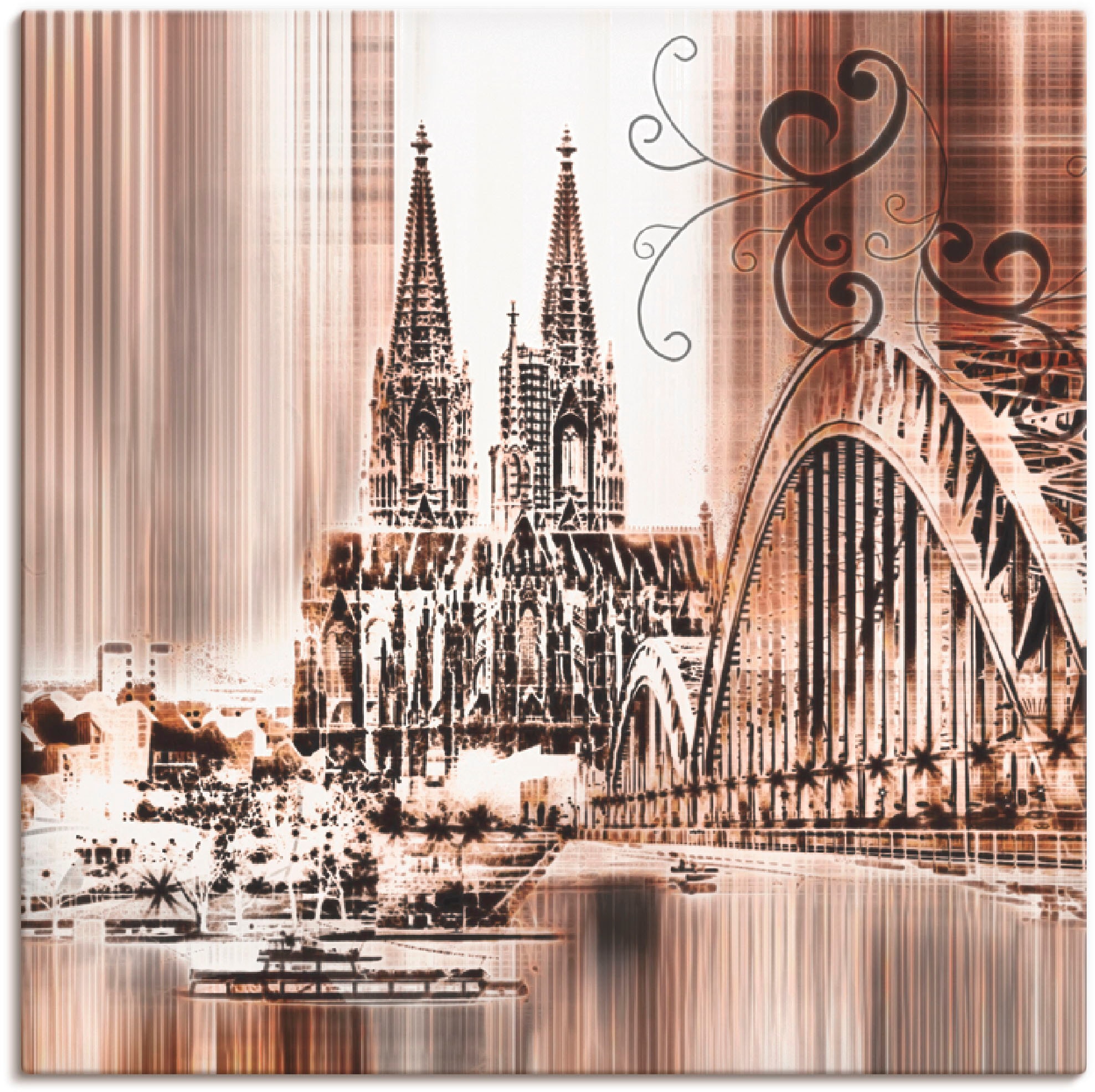 Image of Artland Leinwandbild "Köln Skyline Collage VI" Architektonische Elemente 1 Stk. tlg. auf Holzrahmen gespannt