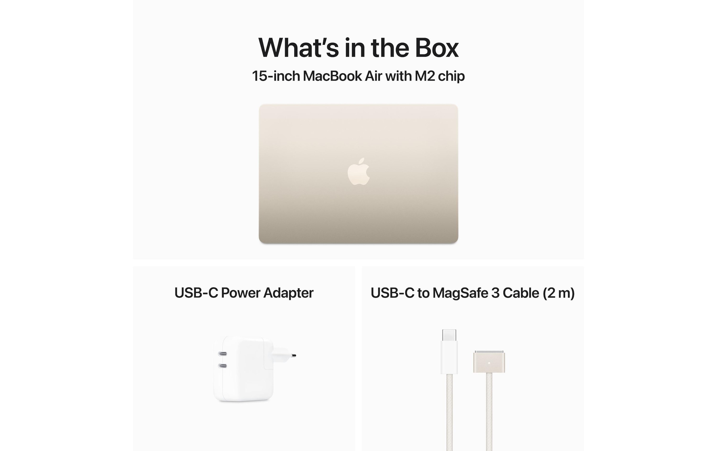 Apple MacBook Air 15 Zoll (2023), M2 Chip, 8C CPU, 10C GPU, 70W Power Adapter