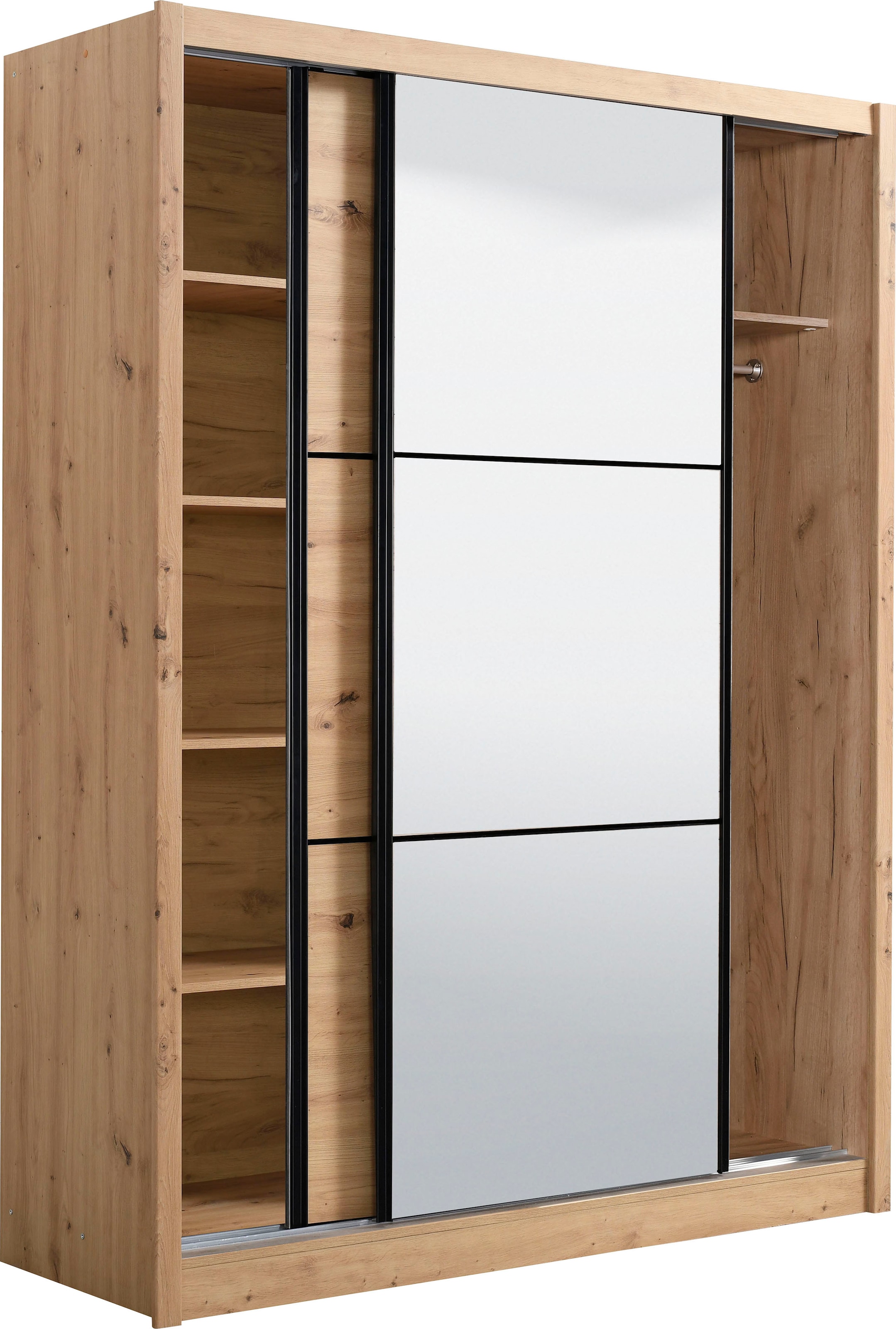 INOSIGN Schwebetürenschrank »Navara Kleiderschrank mit Spiegel Wäscheschrank Garderobe«, mit grosszügiger Innenausstattung, FSC®-zertifiziert, in 3 Breiten