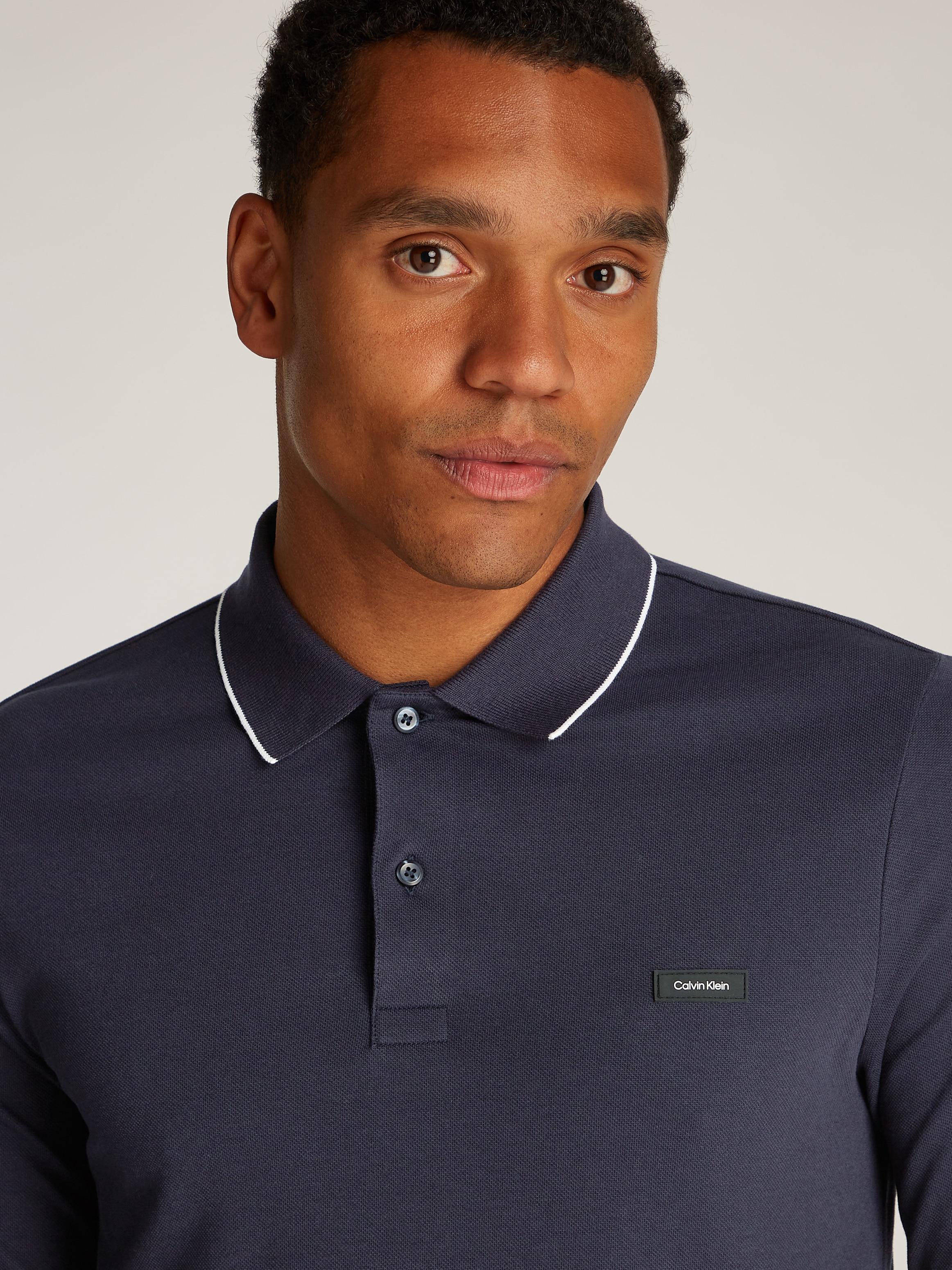 Calvin Klein Poloshirt »STRETCH PIQUE TIPPING LS POLO«