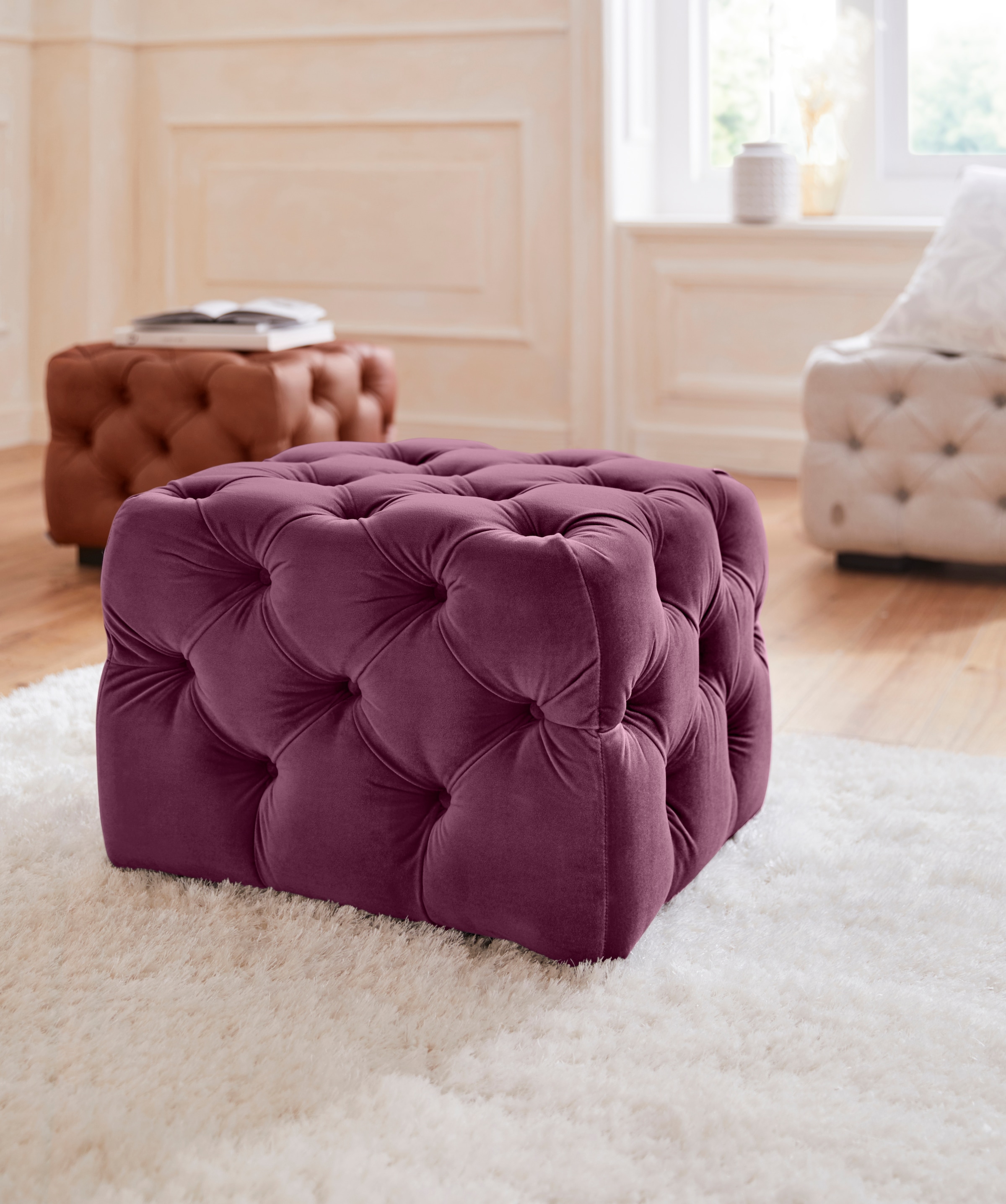 Image of Home affaire Polsterhocker "Kalina" mit klassischer Chesterfield-Knopfheftung, passend zur Serie "Kalina"