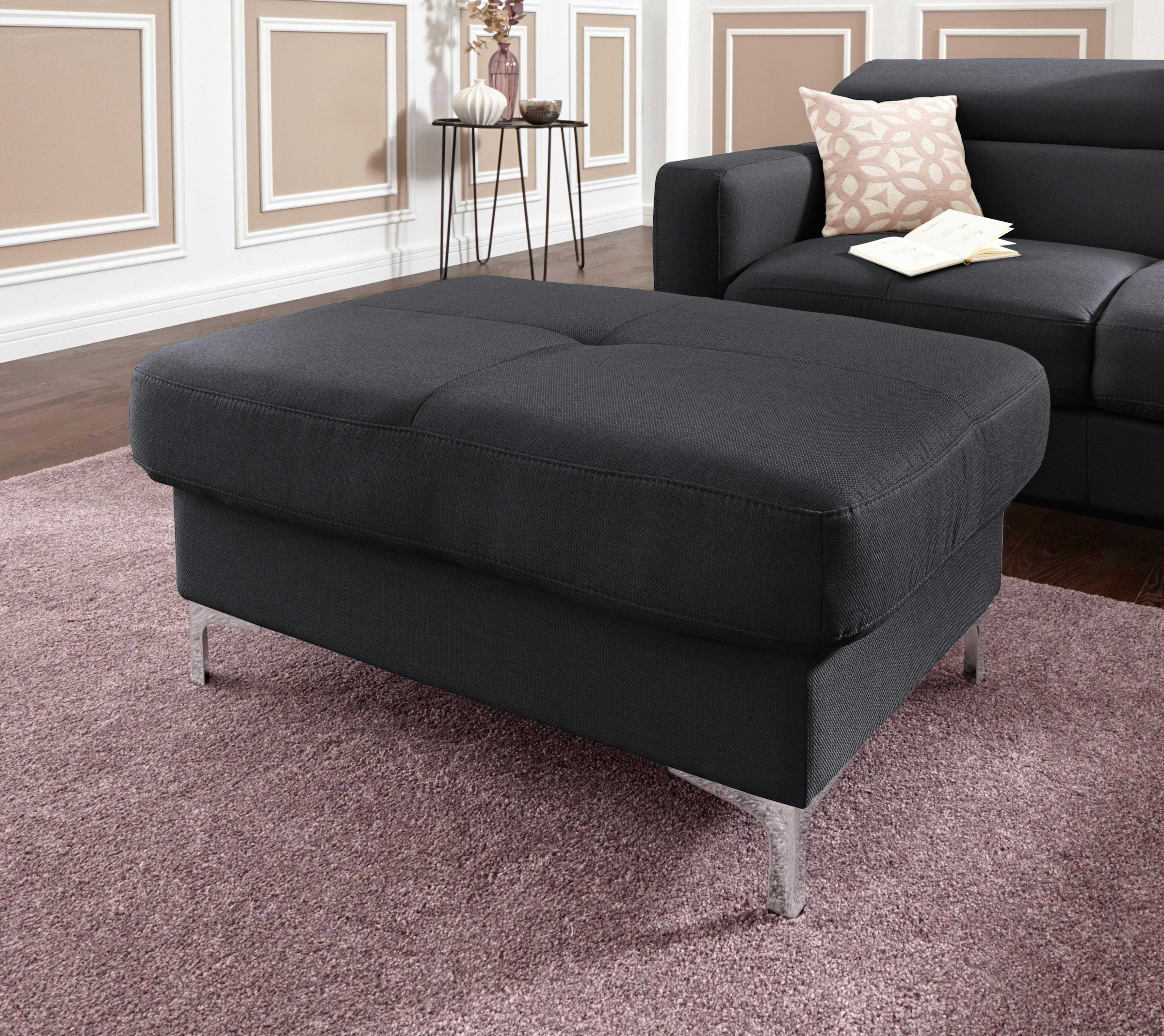 COTTA Polstergarnitur »Sammy L-Form«, (Set), Set bestehend aus: Ecksofa mit Kopfteilverstellung & Hocker