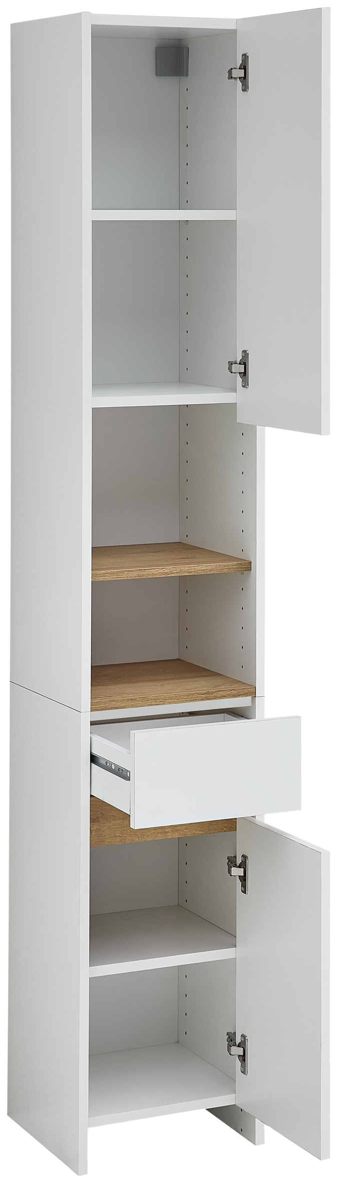 Saphir Armoire haute »Quickset 100, Badschrank 32,4 cm, 2 Türen und 1 Schublade« 3 étagères, 2 compartiments ouverts, armoire haute salle de bain, joint accentué