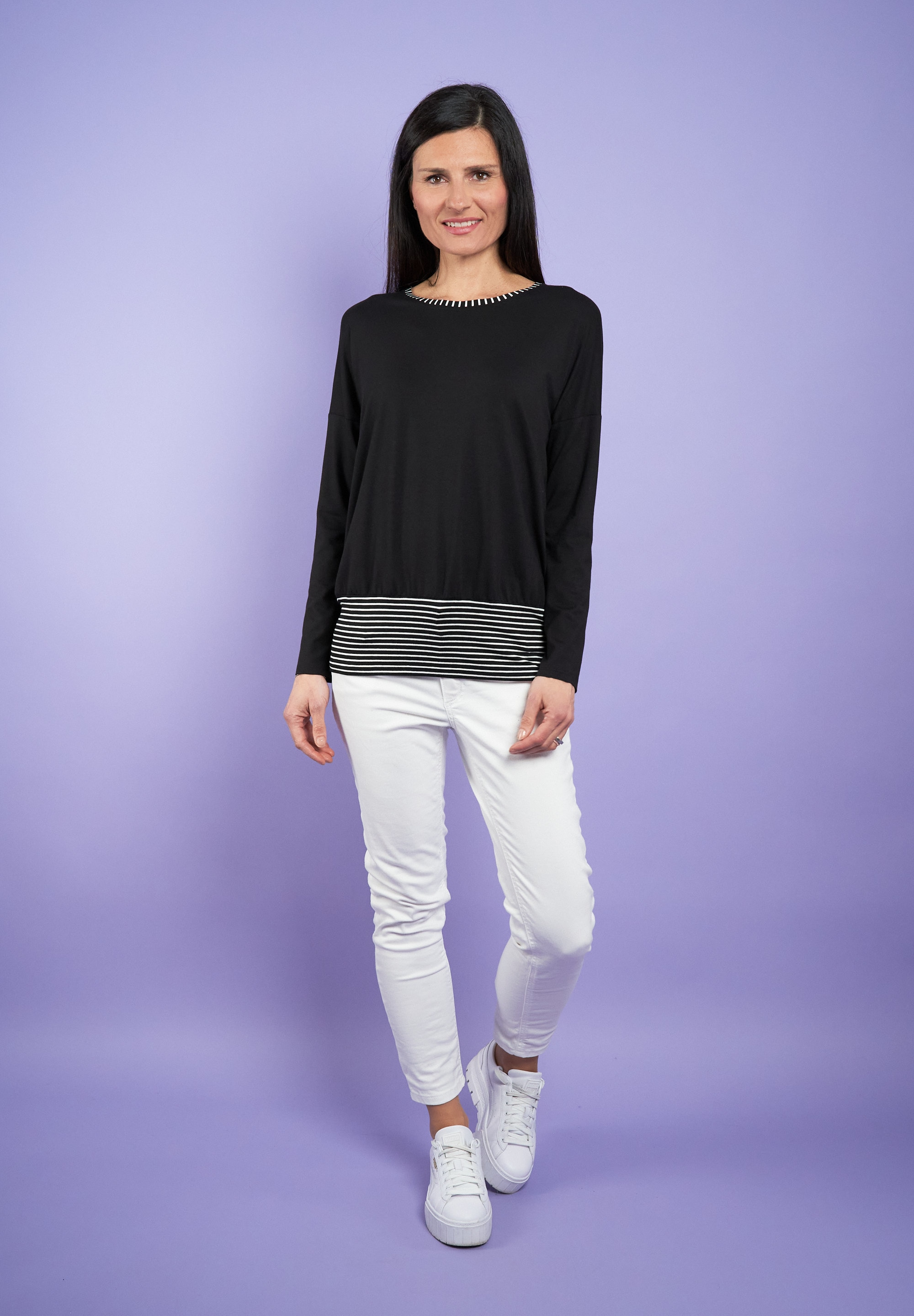Image of Seidel Moden Longshirt "Exklusiv bei OTTO" Unifarben, mit Streifen-Details -MADE IN GERMANY