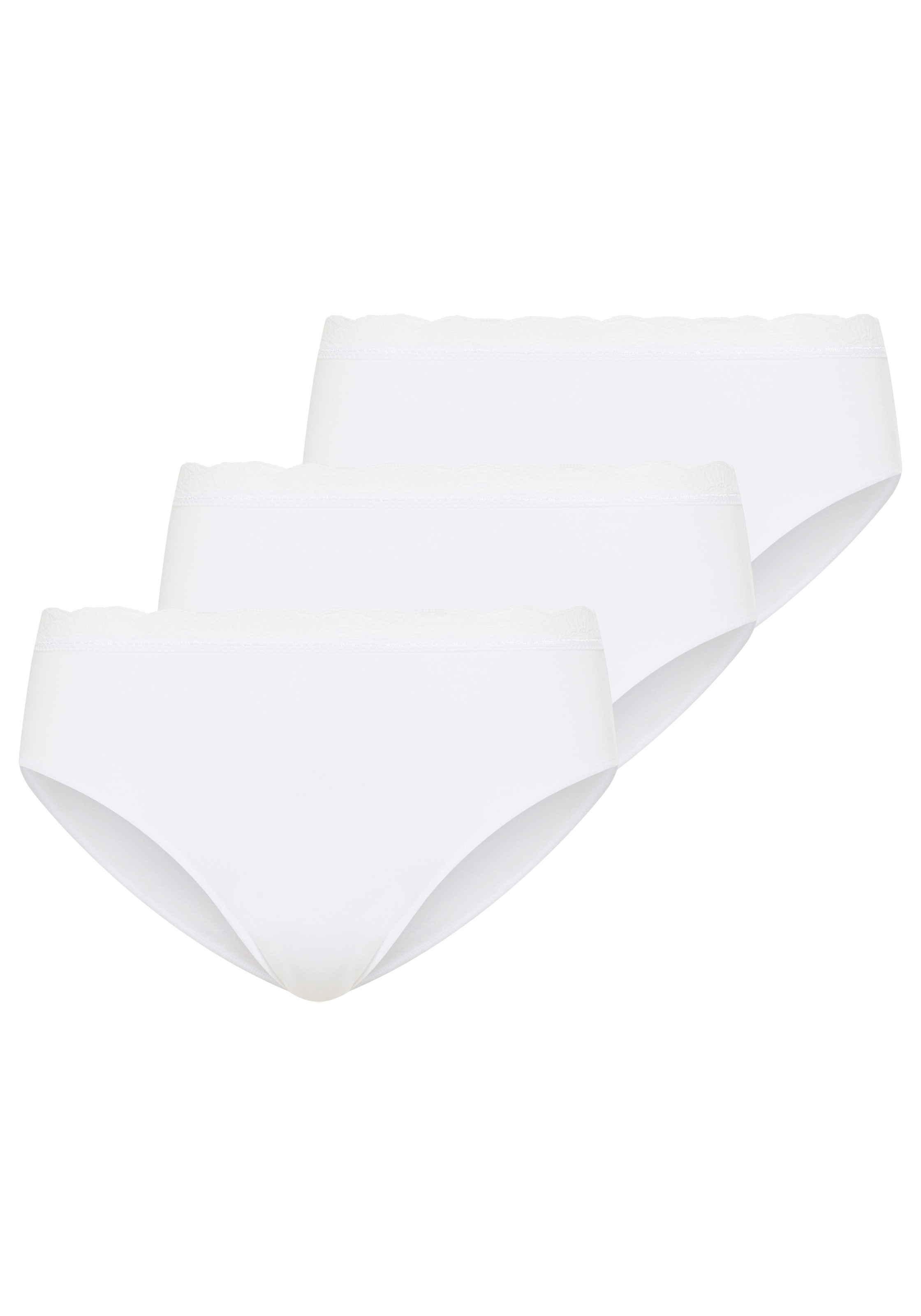 Image of YSABEL MORA Midislip "BASIC COLLECTION COTTON WITH LACE" 3er Pack, mit bedecktem Schnitt und feiner Spitze