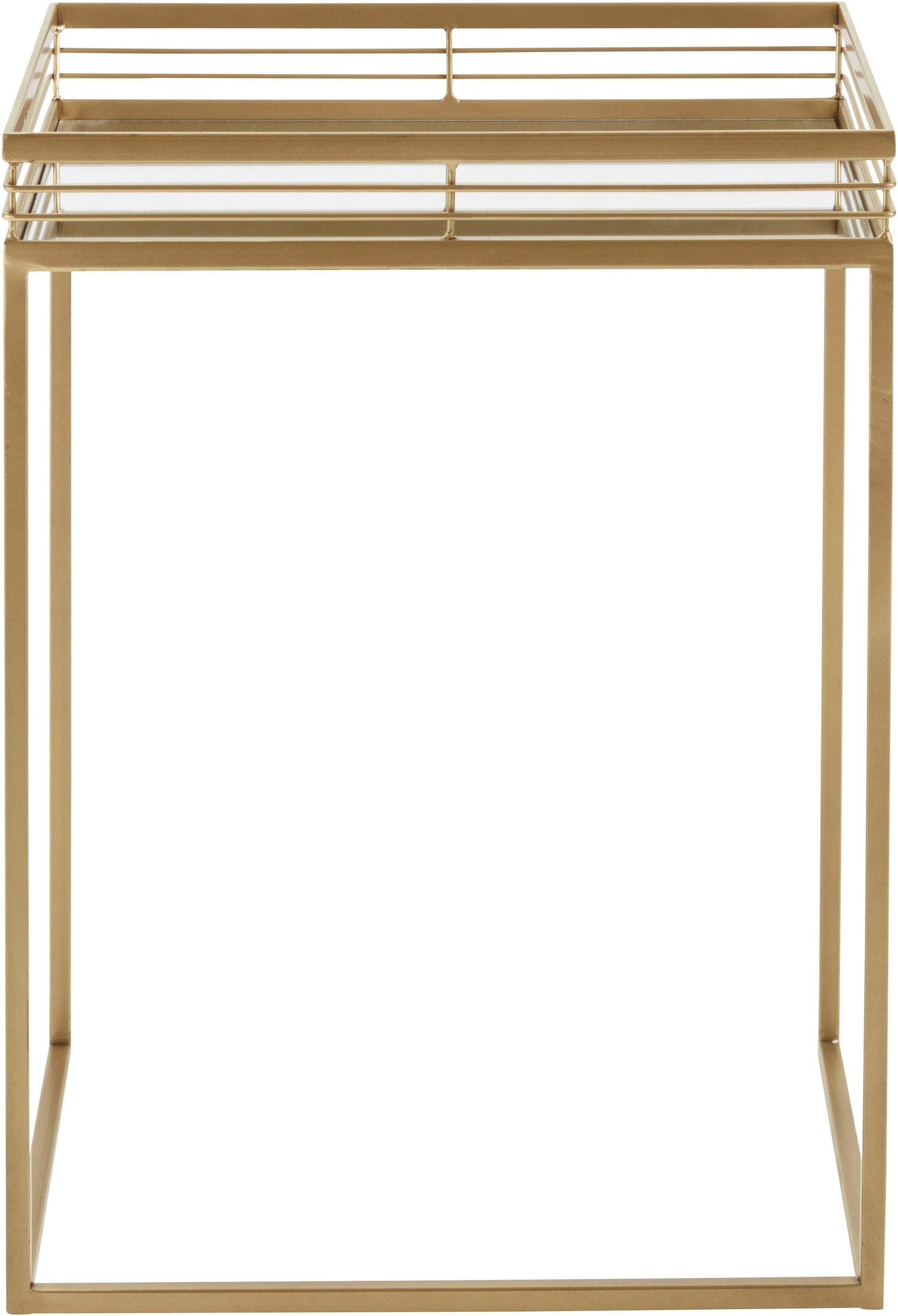 Leonique Beistelltisch »Yanis«, (2 St.), mit Ablageflächen aus Spiegelglas und goldfarbenem Metallgestell