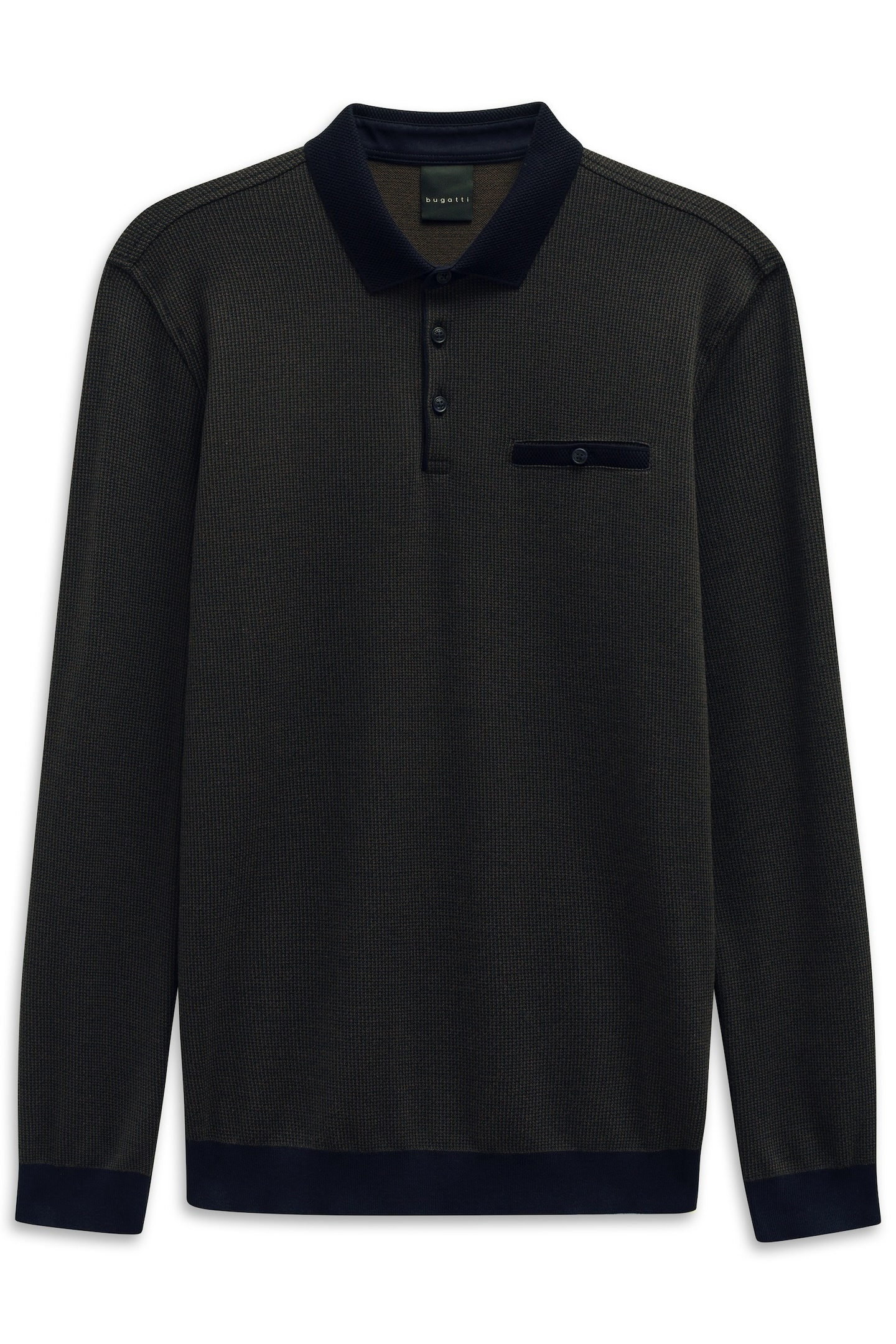 bugatti Polo à manches longues »Modern Fit« mit Brusttasche