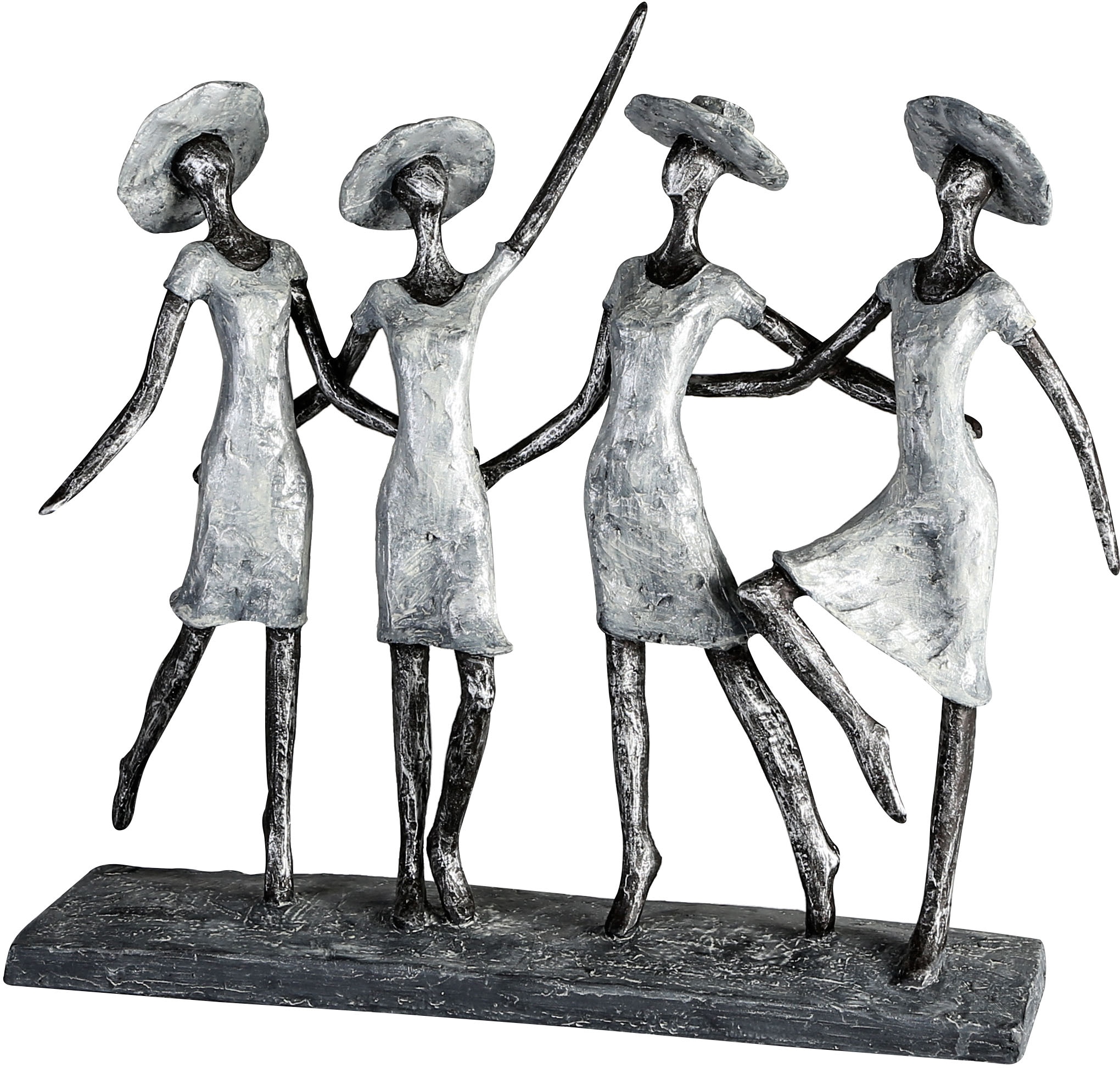 Image of Casablanca by Gilde Dekofigur "Skulptur 4 Ladys, antik silber" Dekoobjekt, Höhe 34, antikfinish, mit Spruchanhänger, Wohnzimmer