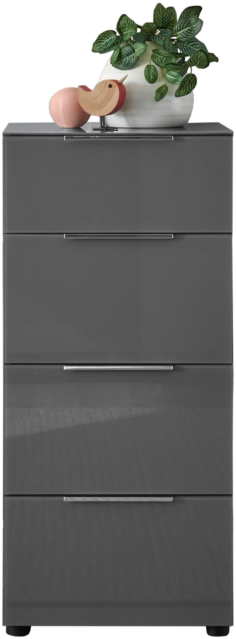HBZ Commode »Santorin Mehrzweckschrank mit Schubkästen, BxHxT 45x99x40 cm« 1 cuis tlg. avec 4 tiroirs à fermeture douce, façade en verre et dessus en verre