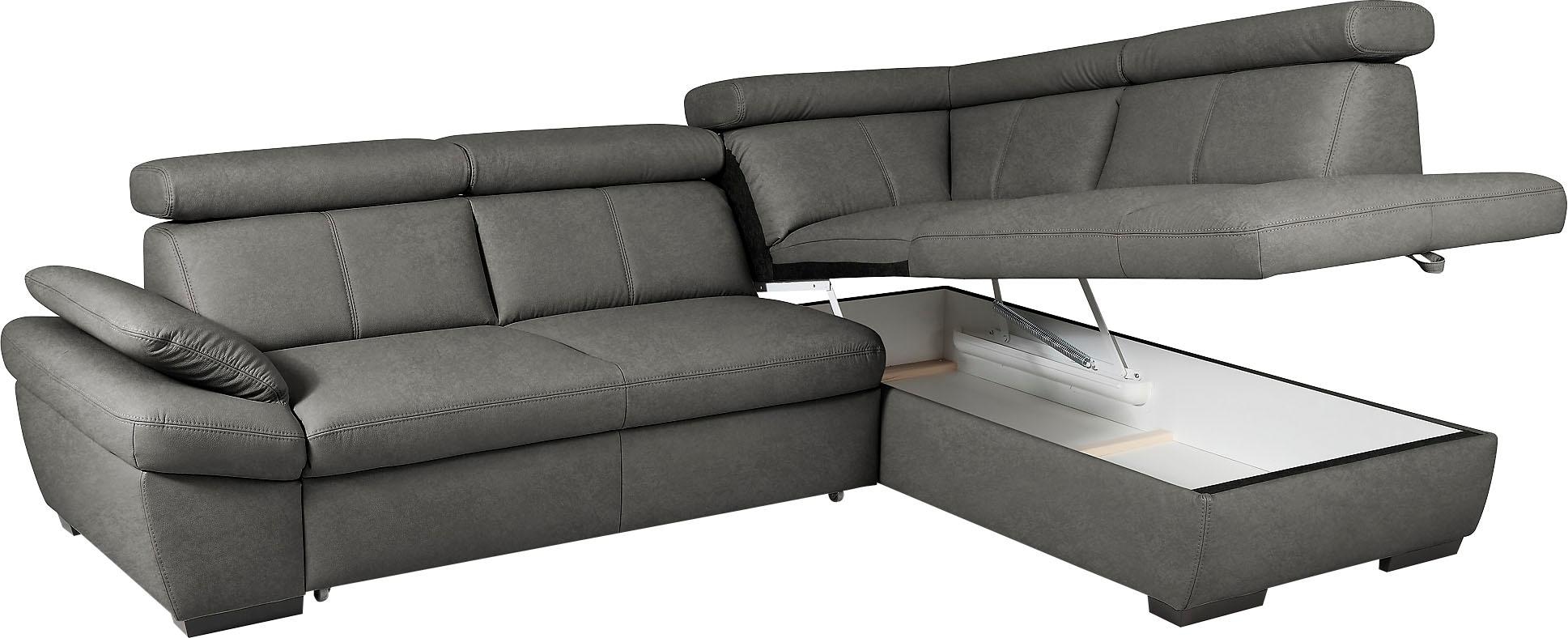 exxpo - sofa fashion Ecksofa »Salerno, klassisch modernes Funktionssofa, hoher Sitzkomfort, L-Form« inkl. Kopf- und Armteilverstellung, wahlweise mit Bettfunktion