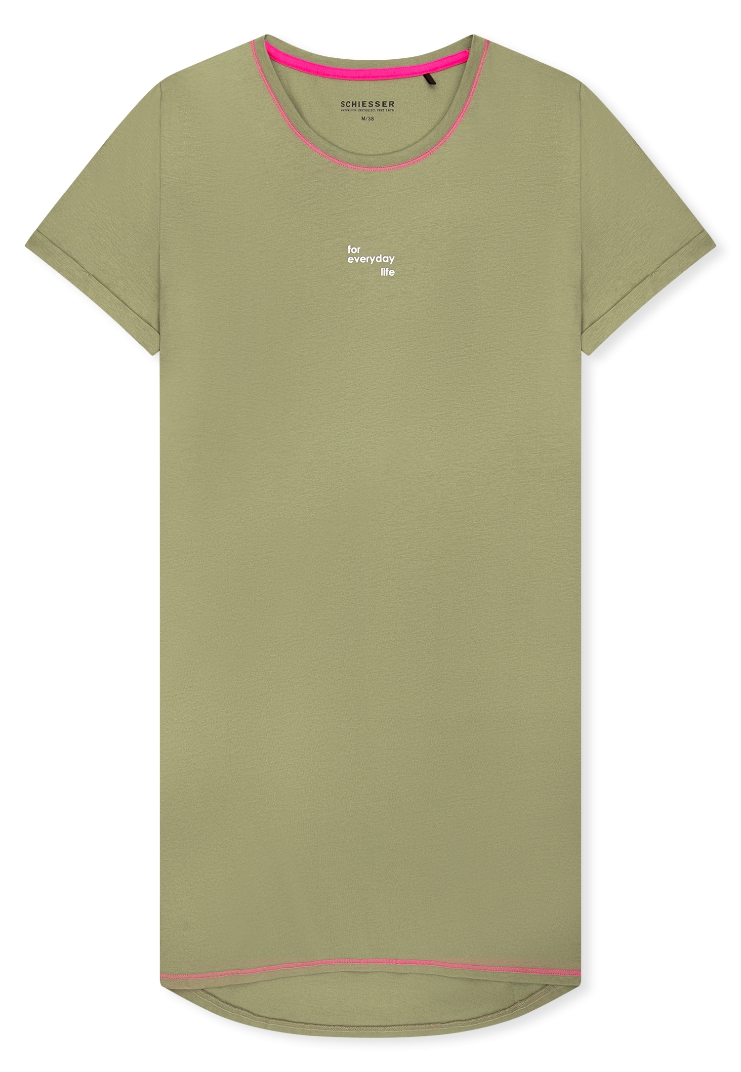 Schiesser Chemise de nuit »Casual Essentials« mit Statement-Print, Baumwolle, kurzärmelig, Rundhalsausschnitt