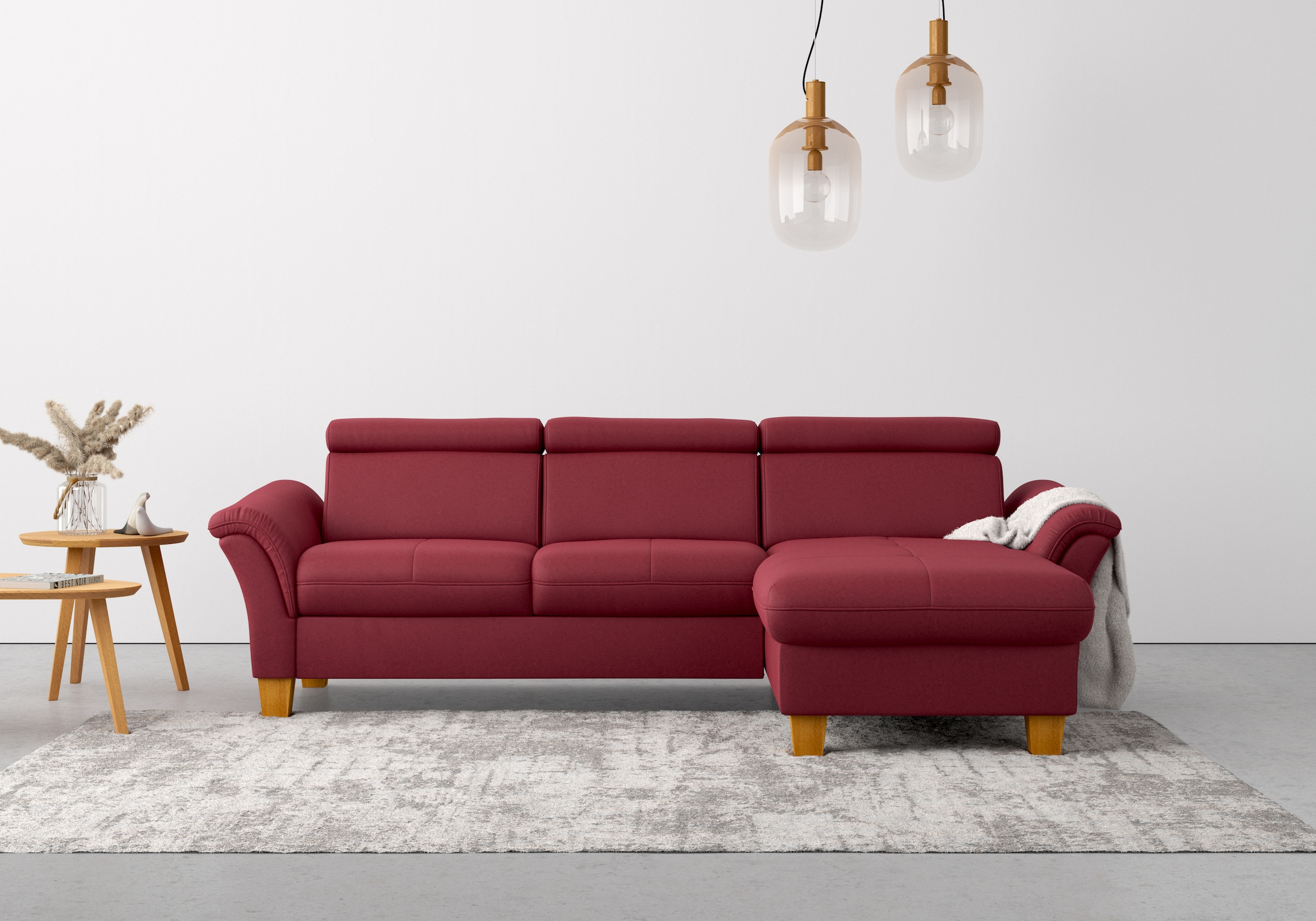 Home affaire Ecksofa »Lindgren L-Form«, wahlweise mit Bett mit klappbaren Rollen, Kasten und Kopfverstellung