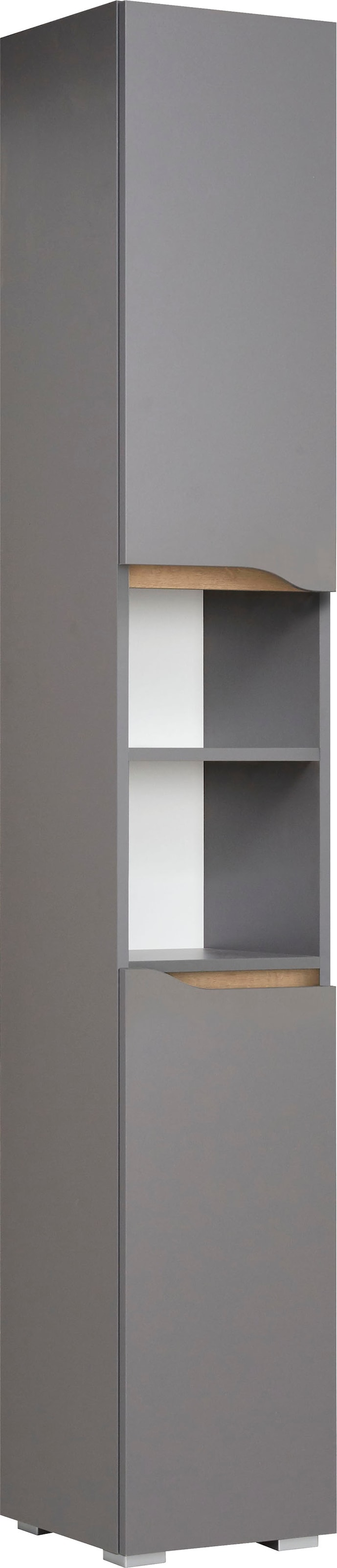 Image of Saphir Hochschrank "Quickset Badschrank 30 cm breit, 2 Türen, 1 Nische, 2 Einlegeböden" Badezimmer-Hochschrank inkl. Türdämpfer, grifflos