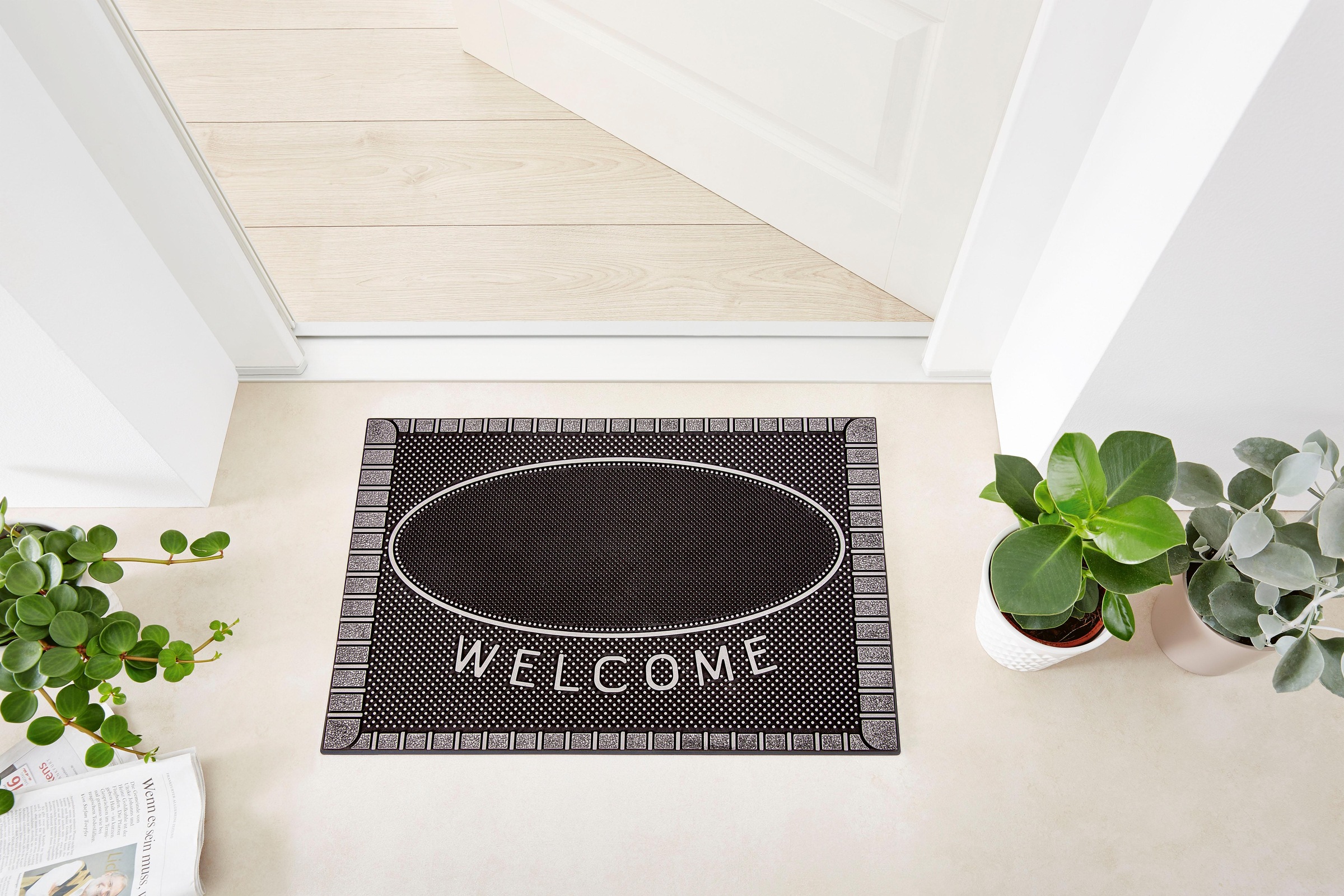 Home2Fashion Fussmatte »SC Clean Welcome«, rechteckig, 8 mm Höhe, Schmutzfangmatte, mit Spruch, robust, In- und Outdoor geeignet