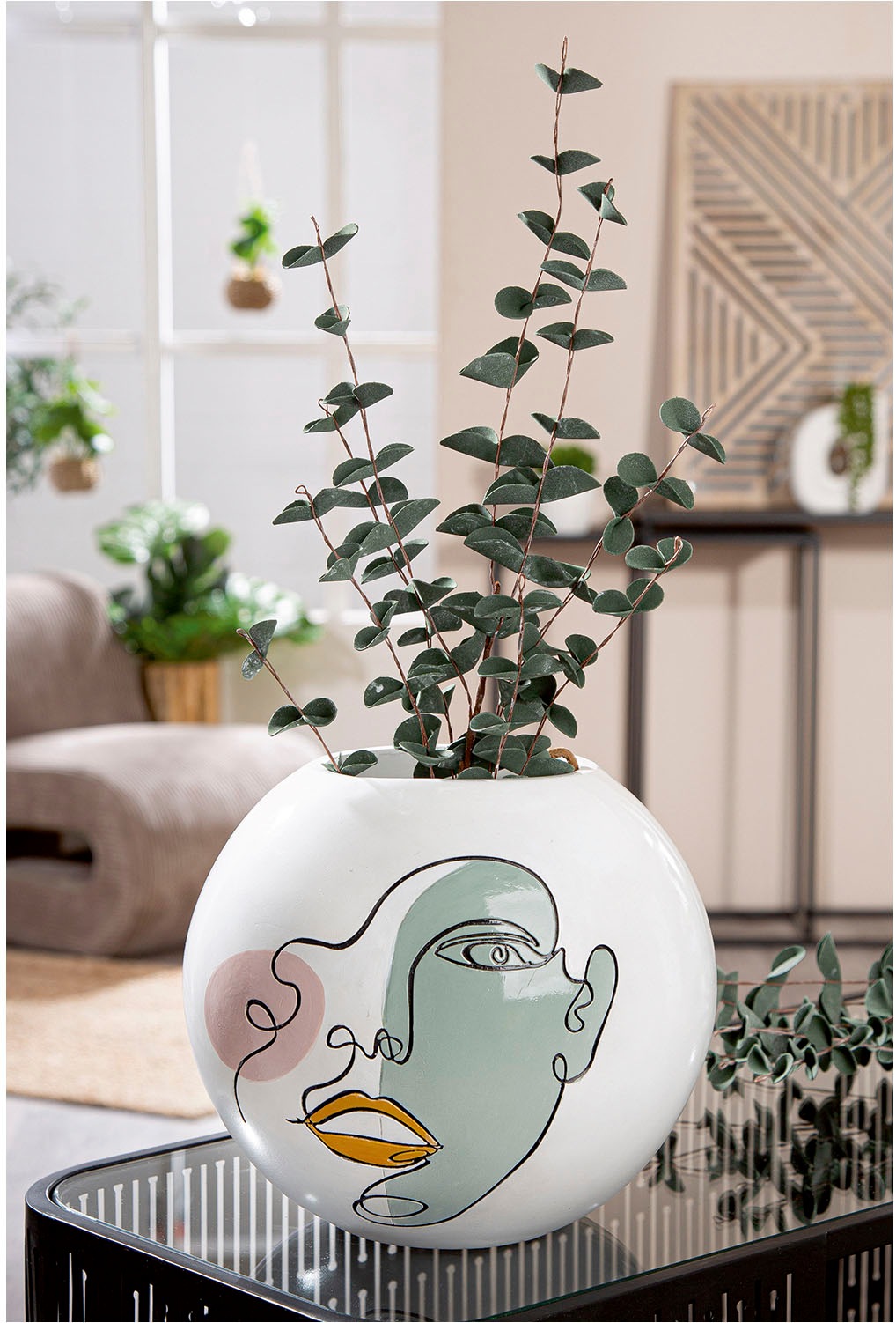 Casablanca by Gilde Tischvase »Kugelvase rund Voir weiss H. 21,5 cm«, (1 St.)