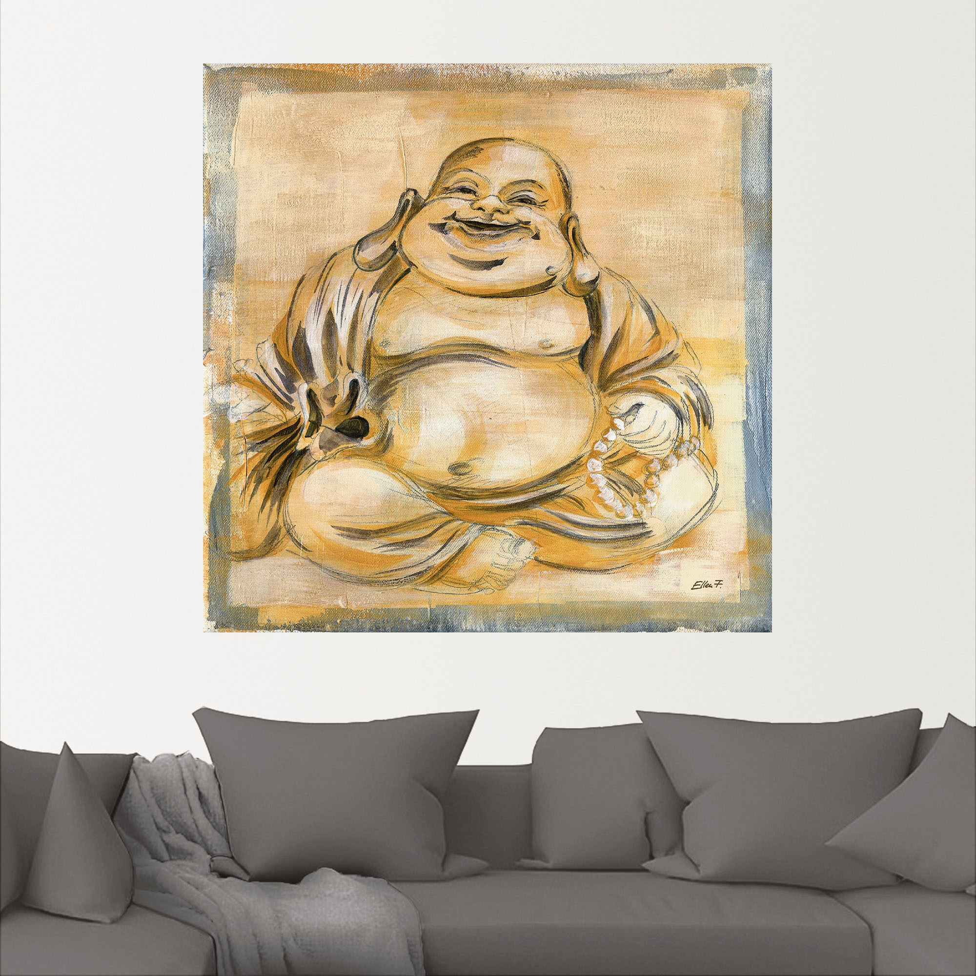 Artland Wandbild »Fröhlicher Buddha I«, Religion, (1 St.), als Leinwandbild, Poster, Wandaufkleber in verschied. Grössen