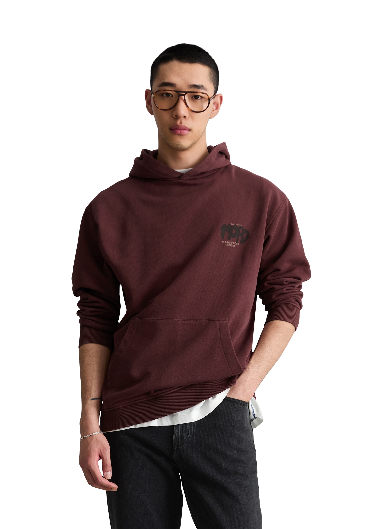 Image of Marc OPolo DENIM Hoodie, relaxed aus recycelter Baumwolle