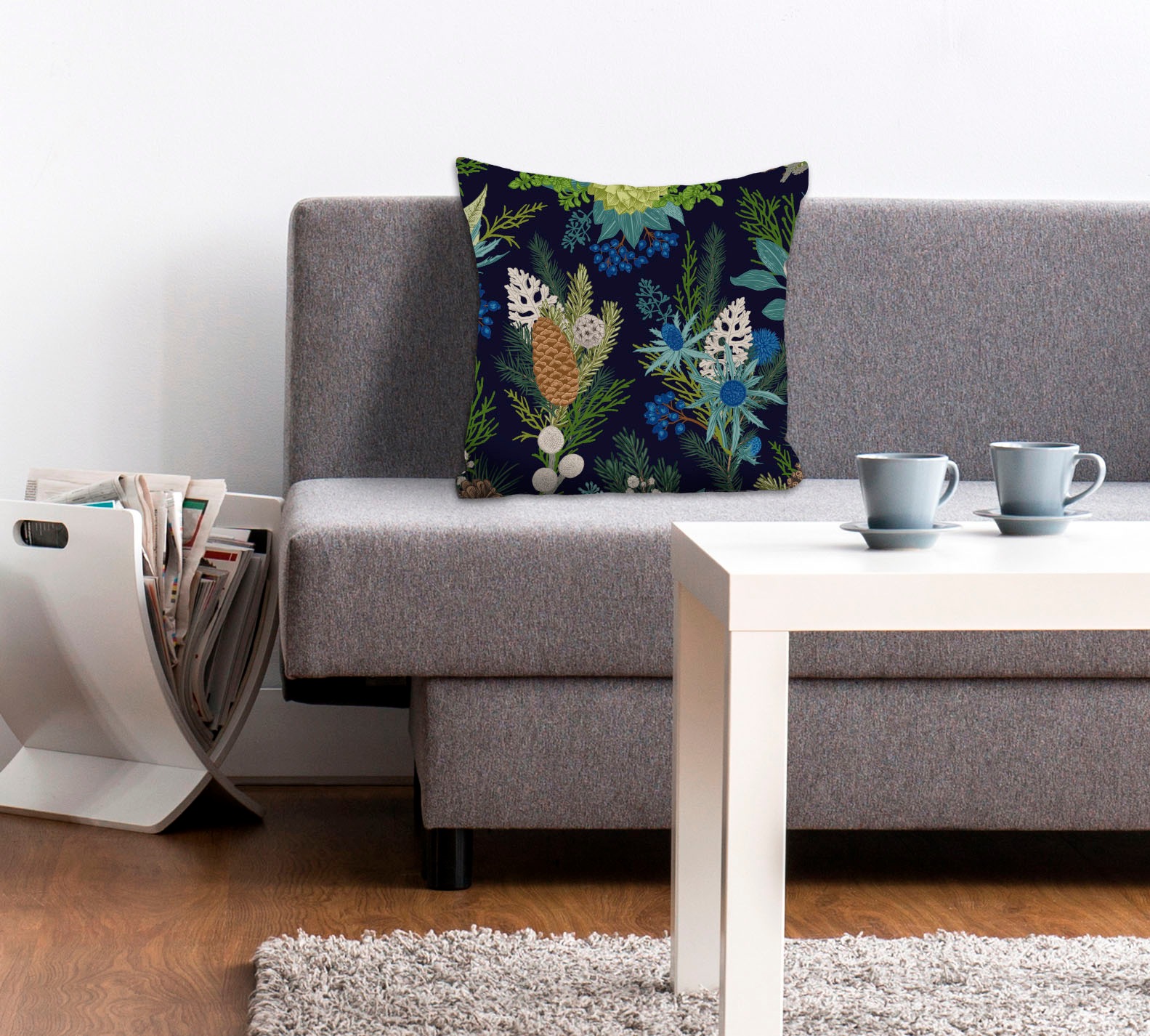 Image of queence Dekokissen "Camilla" Kissenhülle,Blumen,Pflanzen,Tannenzapfen,Naturmotiv,Botanisch
