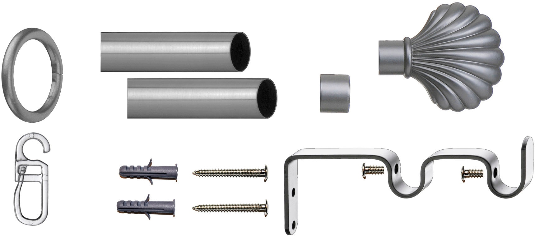 indeko Tringle à rideaux »Volterra« Ø 16 mm 2 course-läufig Fixmass Komplett-Set inkl. Ringen und Montagematerial