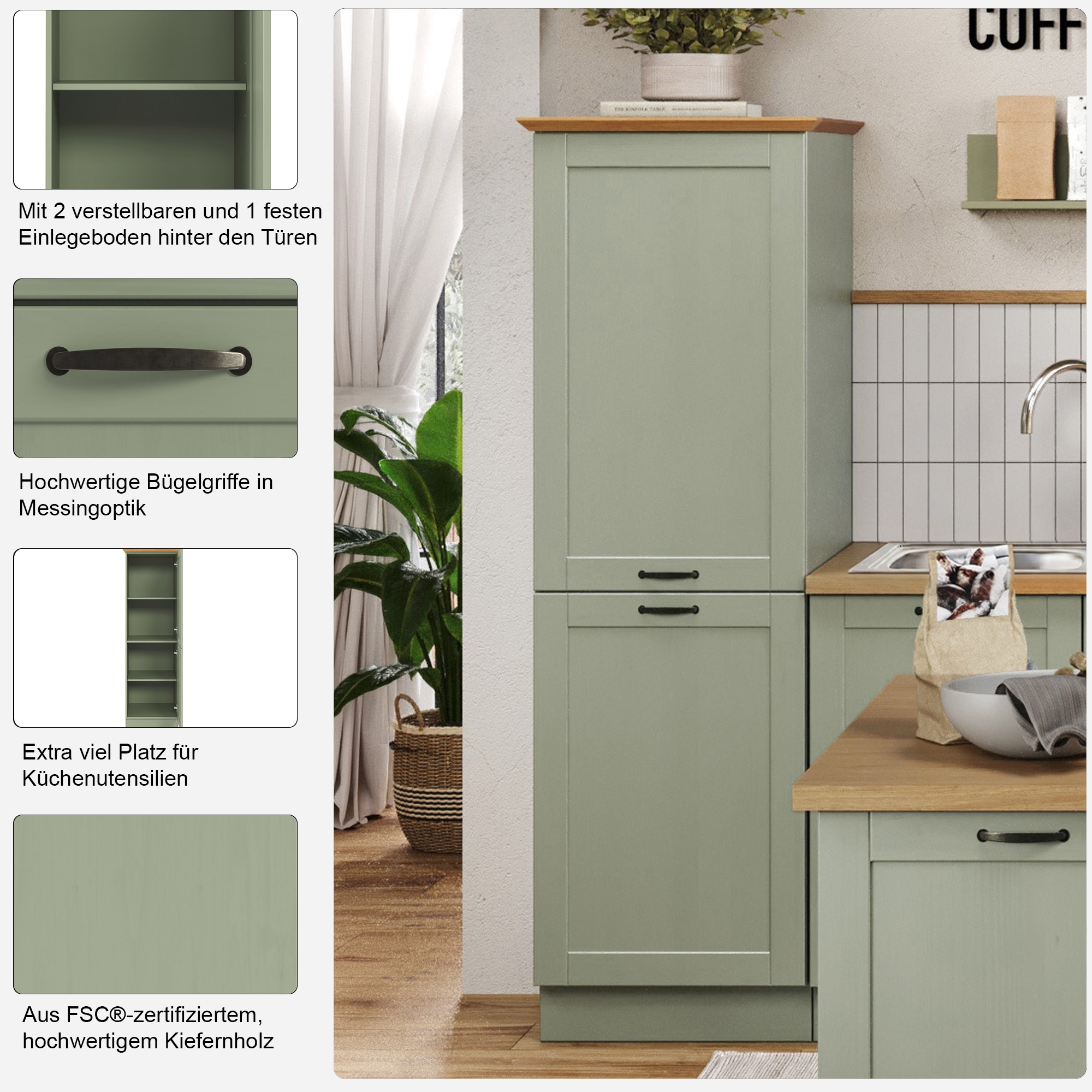 Home affaire Armoire à provisions »Teramo« largeur 50 cm, avec 2 portes, 2 étagères