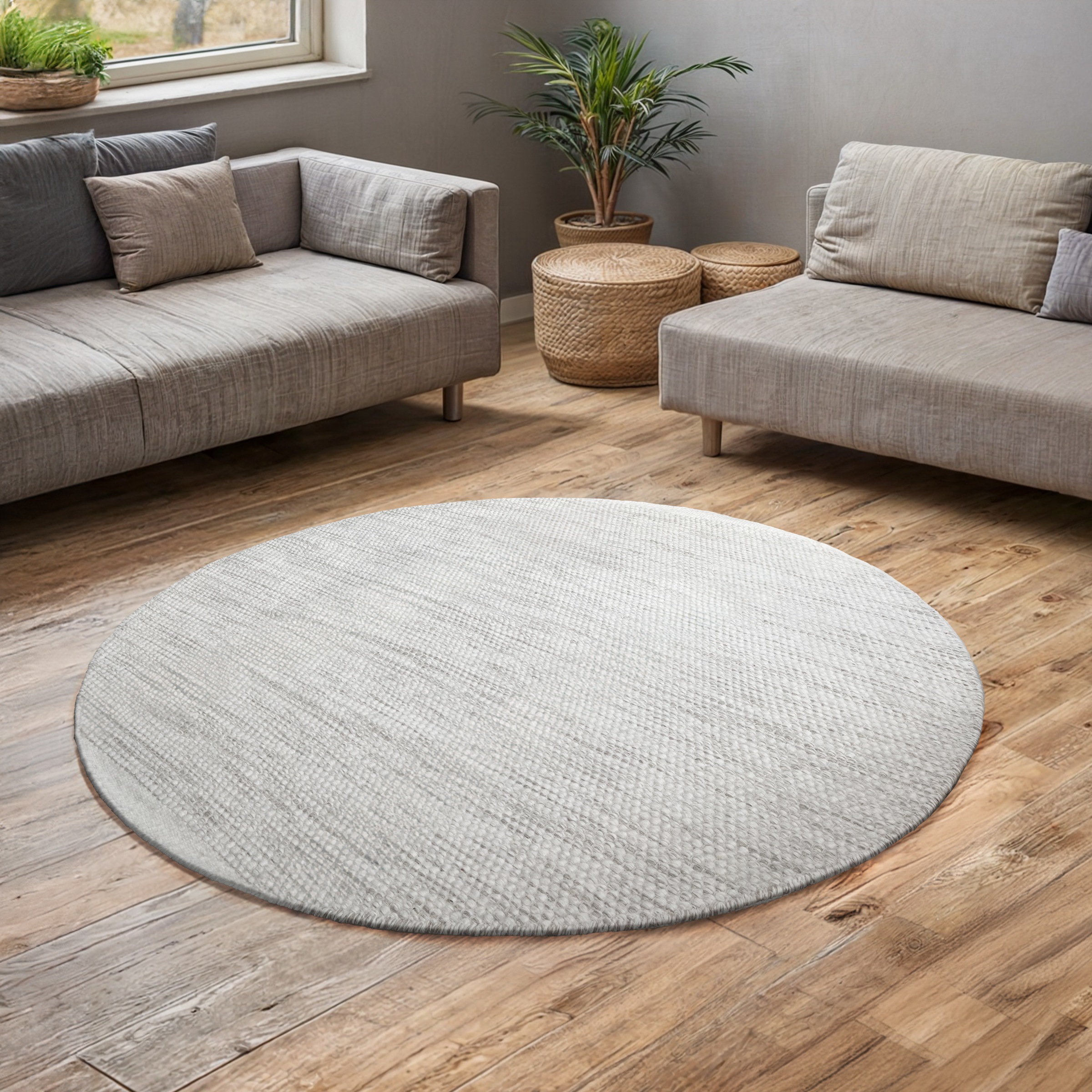 Image of GOODproduct Wollteppich "Woolscape" rund 10 mm Höhe Wendeteppich, handgewebte Qualität, meliert, reine Wolle, Wohnzimmer