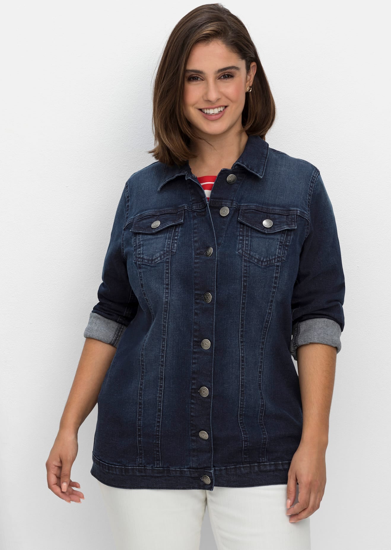 Sheego Jeansjacke ohne Kapuze