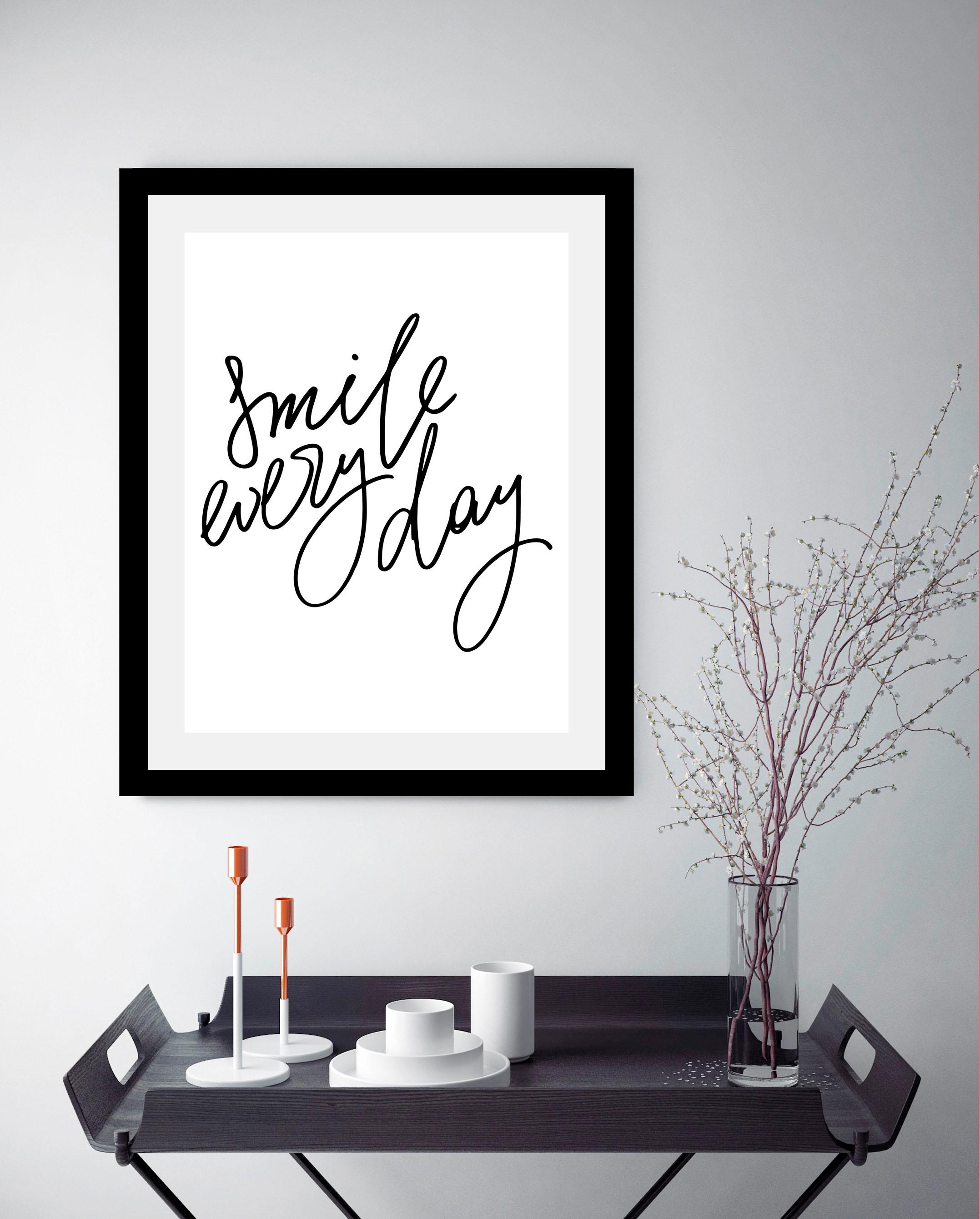 queence Image »Smile« HD Premium Poster-Druck inkl. Holzrahmen