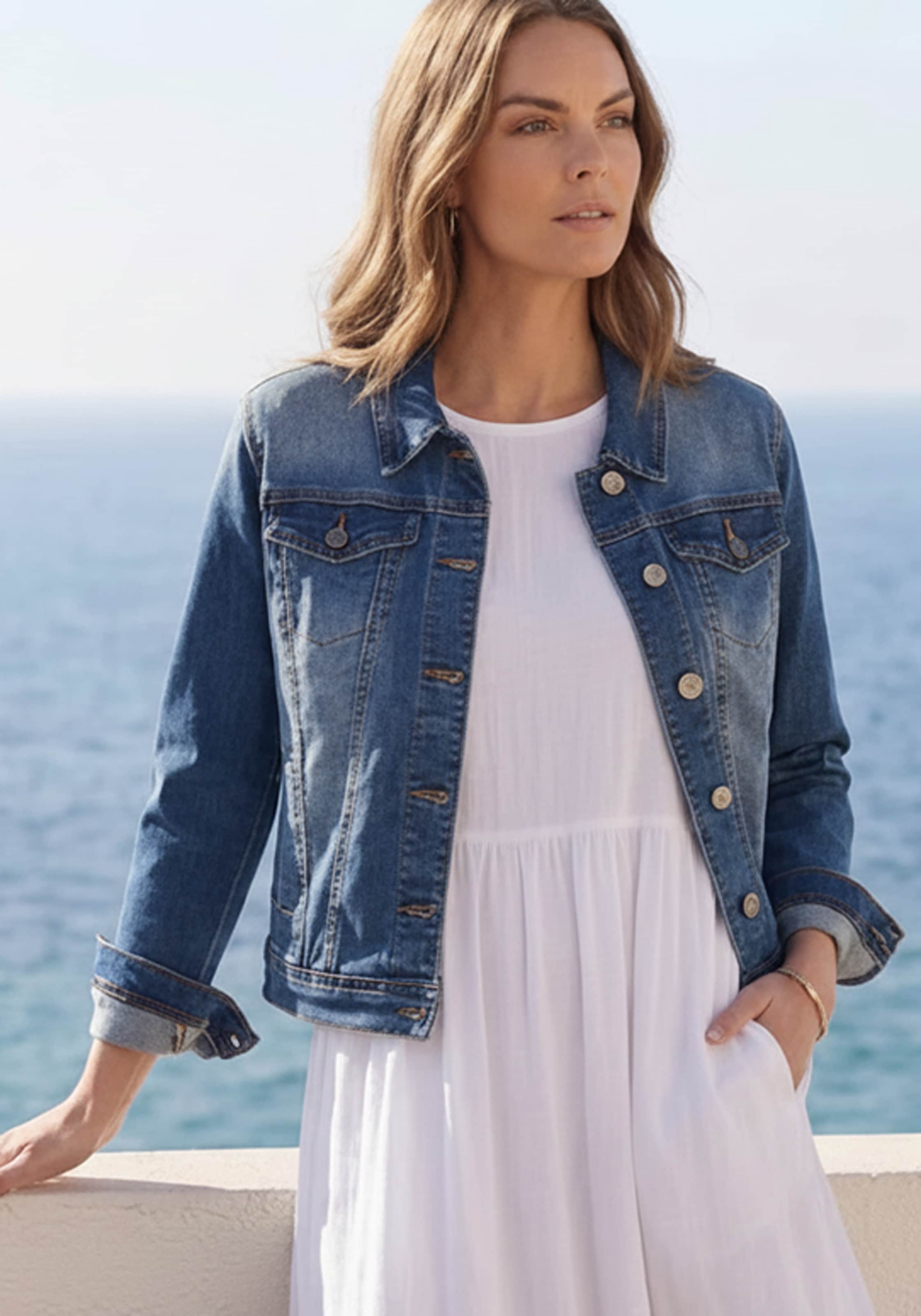 Tamaris Jeansjacke aus elastischem Denim-Material, mit Brusttaschen und Eingrifftaschen