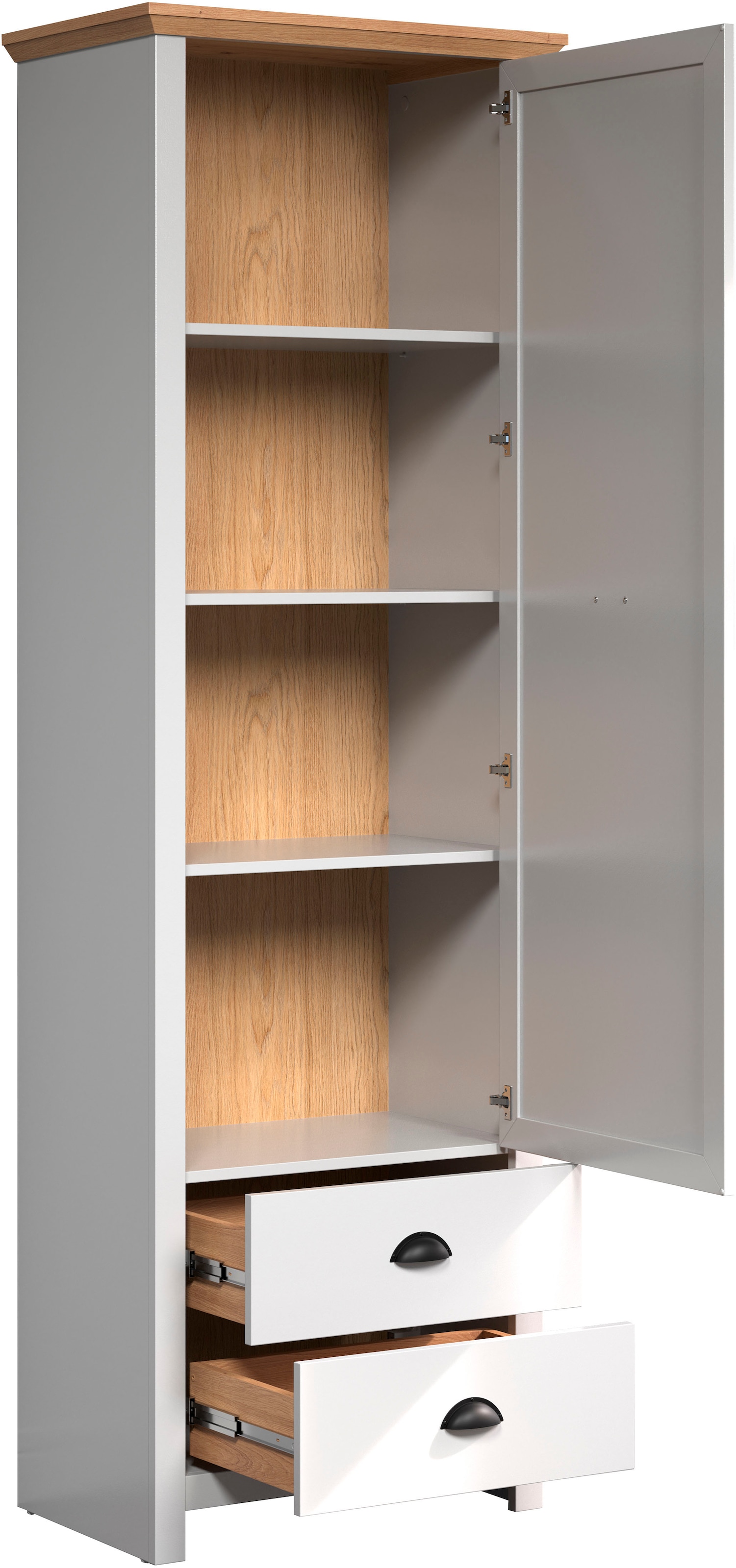 Home affaire Armoire vestiaire »Herzwill« Kleiderschrank, grau, Eiche, Kleiderstange, B/H/T ca.: 65/201/41 cm