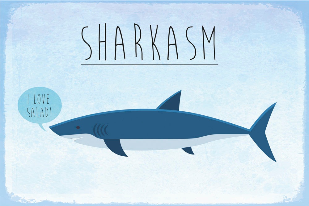 Image of queence Metallbild "Sharkasm" 1 Stk. tlg. Stahlschild, Blechschild, Sprüche, Texte, witzig