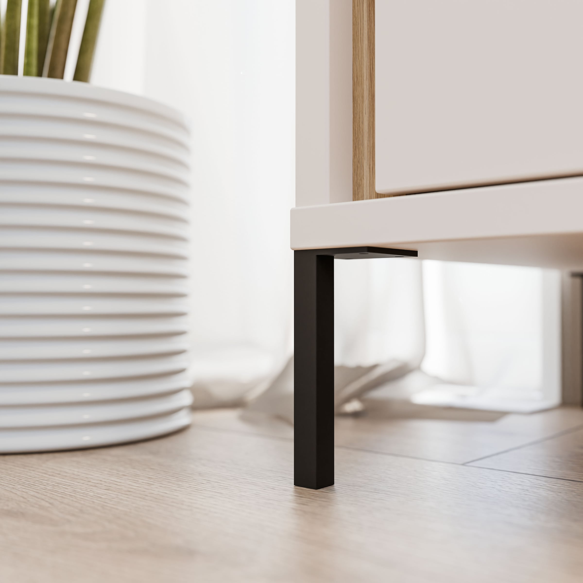 FORTE Kommode »Forte Seravel Sideboard 110 cm, Kashmir Beige/Mauvella Eiche« B/H/T109,4/87,2/41,5 cm, Metallfüsse schwarz