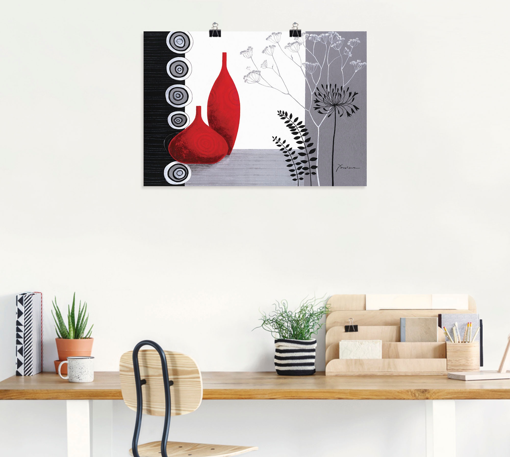Artland Wandbild »Rote Vasen«, Vasen & Töpfe, (1 St.), als Leinwandbild, Poster in verschied. Grössen