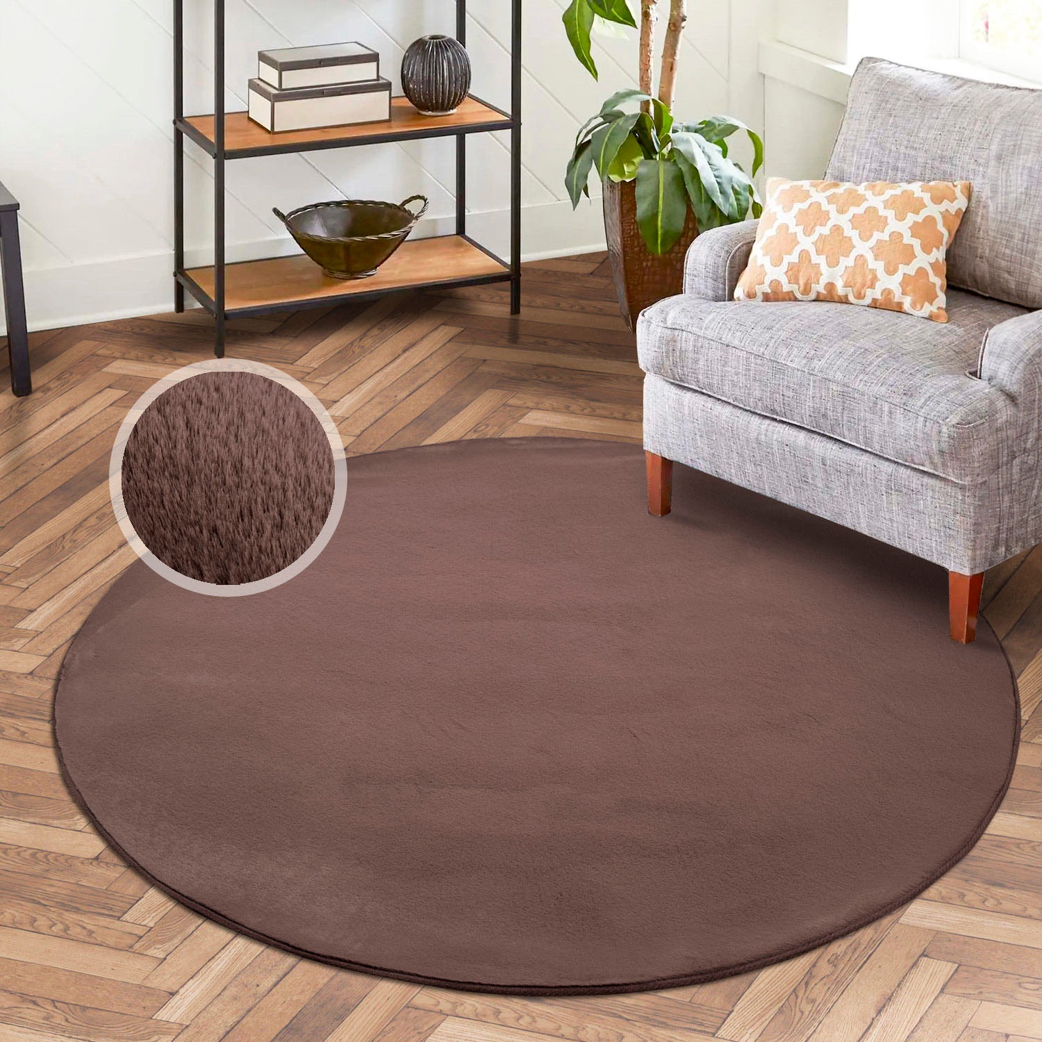 Image of Carpet City Hochflor-Teppich "TOPIA400" rund 21 mm Höhe besonders weich und kuschelig durch Polyester, Uni-Farben